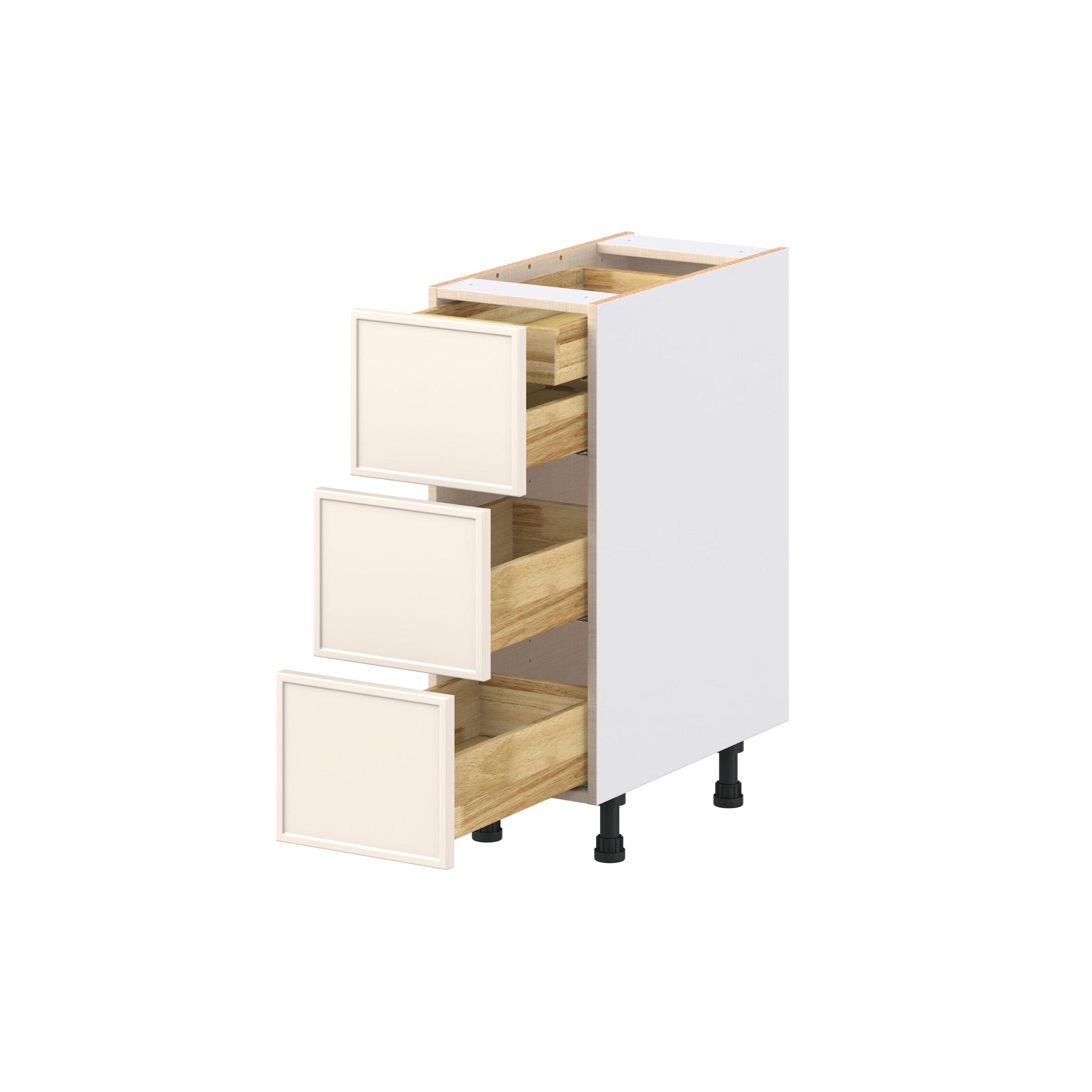 Linden 12 in. Painted Washed Linen Base Cabinet with Inner Pull-Out Drawer