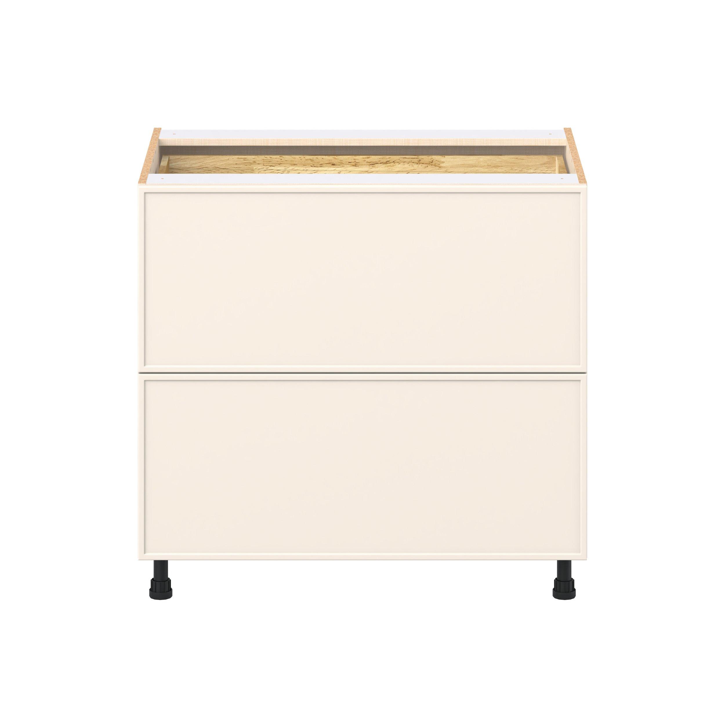 Linden 36 in. Painted Washed Linen Base Cabinet with Inner Pull-Out Drawer