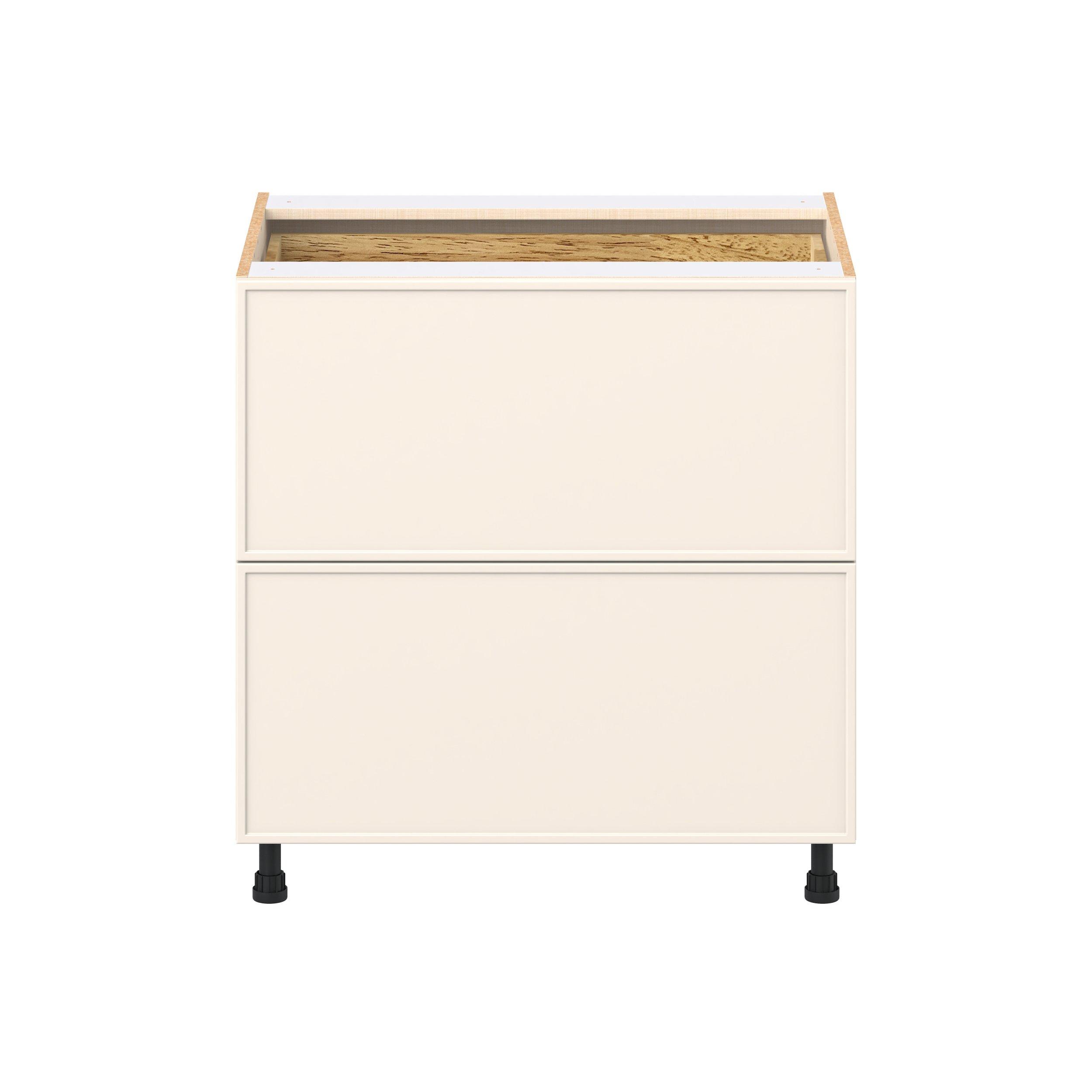 Linden 33 in. Painted Washed Linen Base Cabinet with Inner Pull-Out Drawer