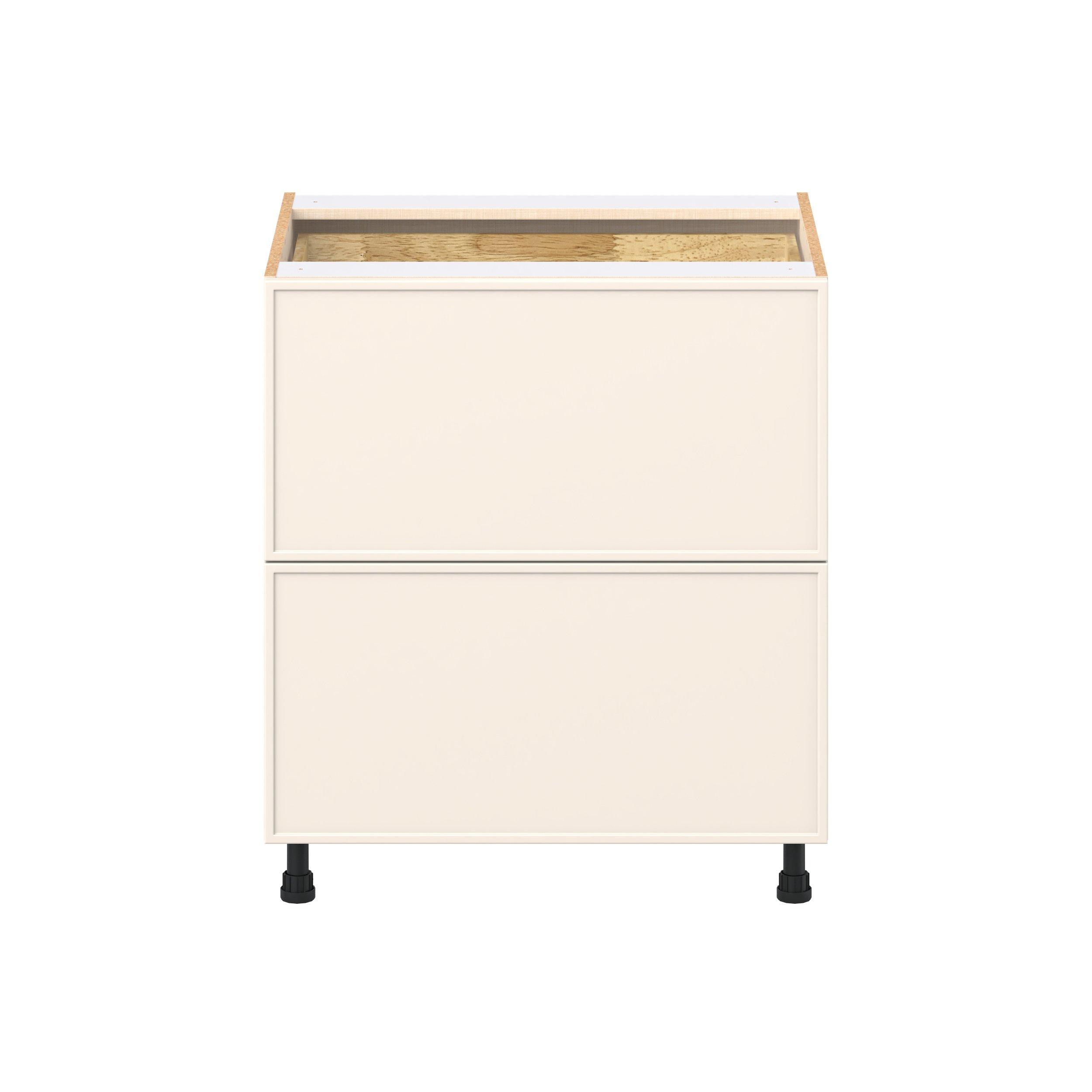 Linden 30 in. Painted Washed Linen Base Cabinet with Inner Pull-Out Drawer