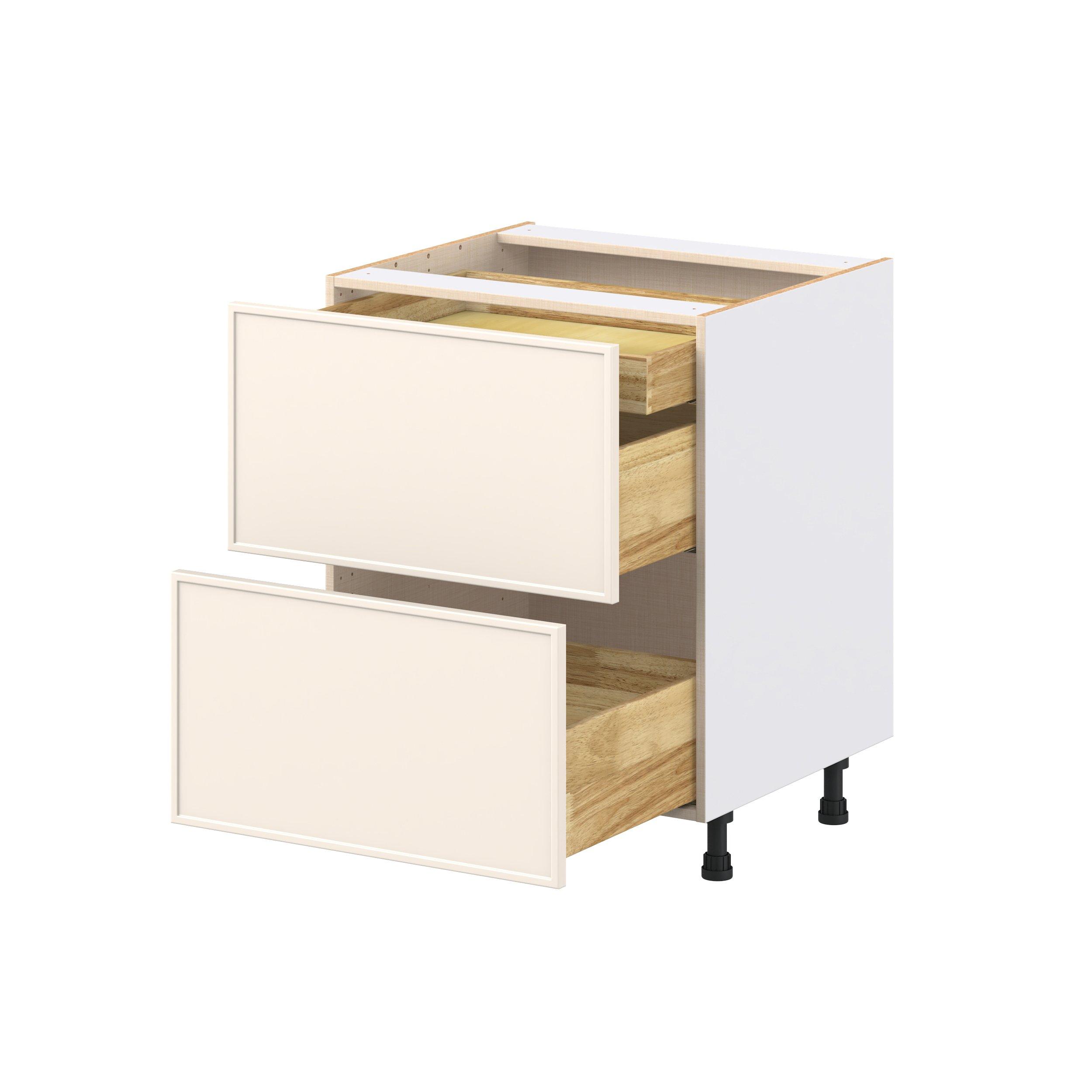 Linden 27 in. Painted Washed Linen Base Cabinet with Inner Pull-Out Drawer