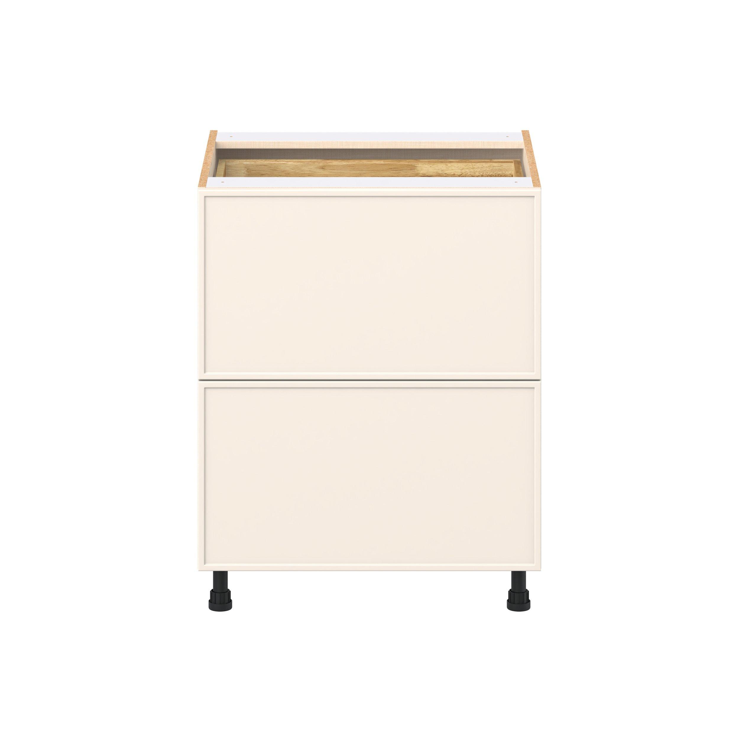 Linden 27 in. Painted Washed Linen Base Cabinet with Inner Pull-Out Drawer