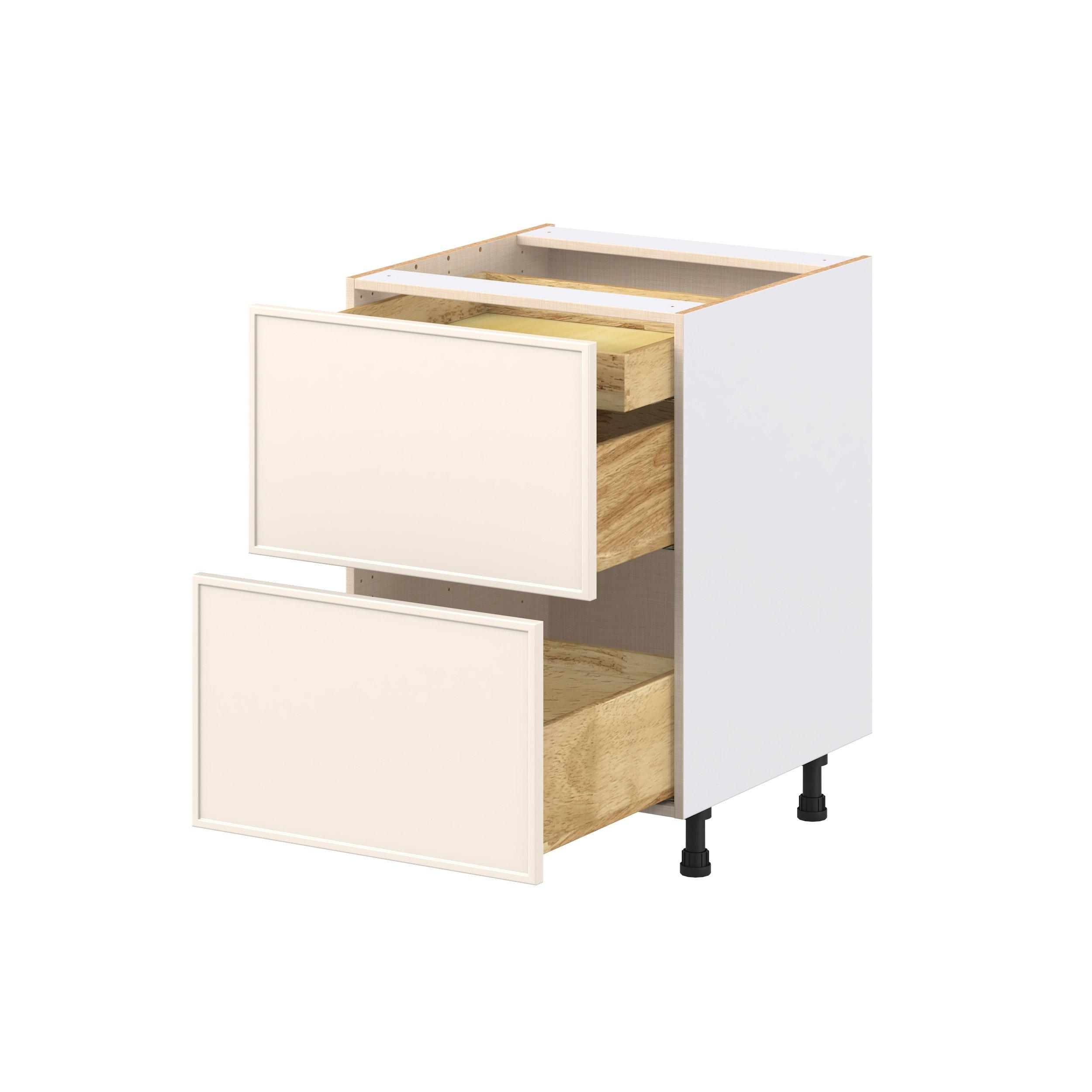 Linden 24 in. Painted Washed Linen Base Cabinet with Inner Pull-Out Drawer
