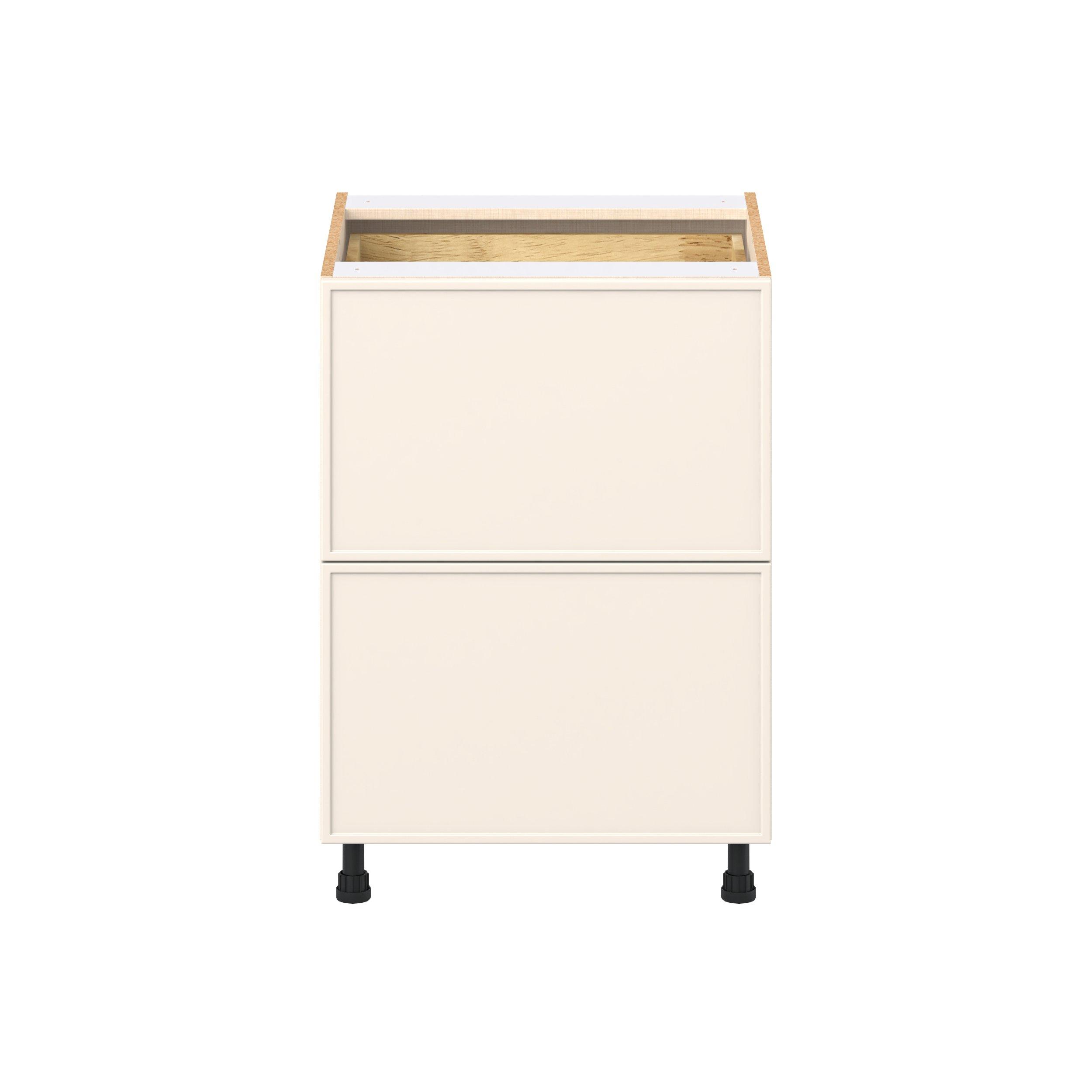Linden 24 in. Painted Washed Linen Base Cabinet with Inner Pull-Out Drawer