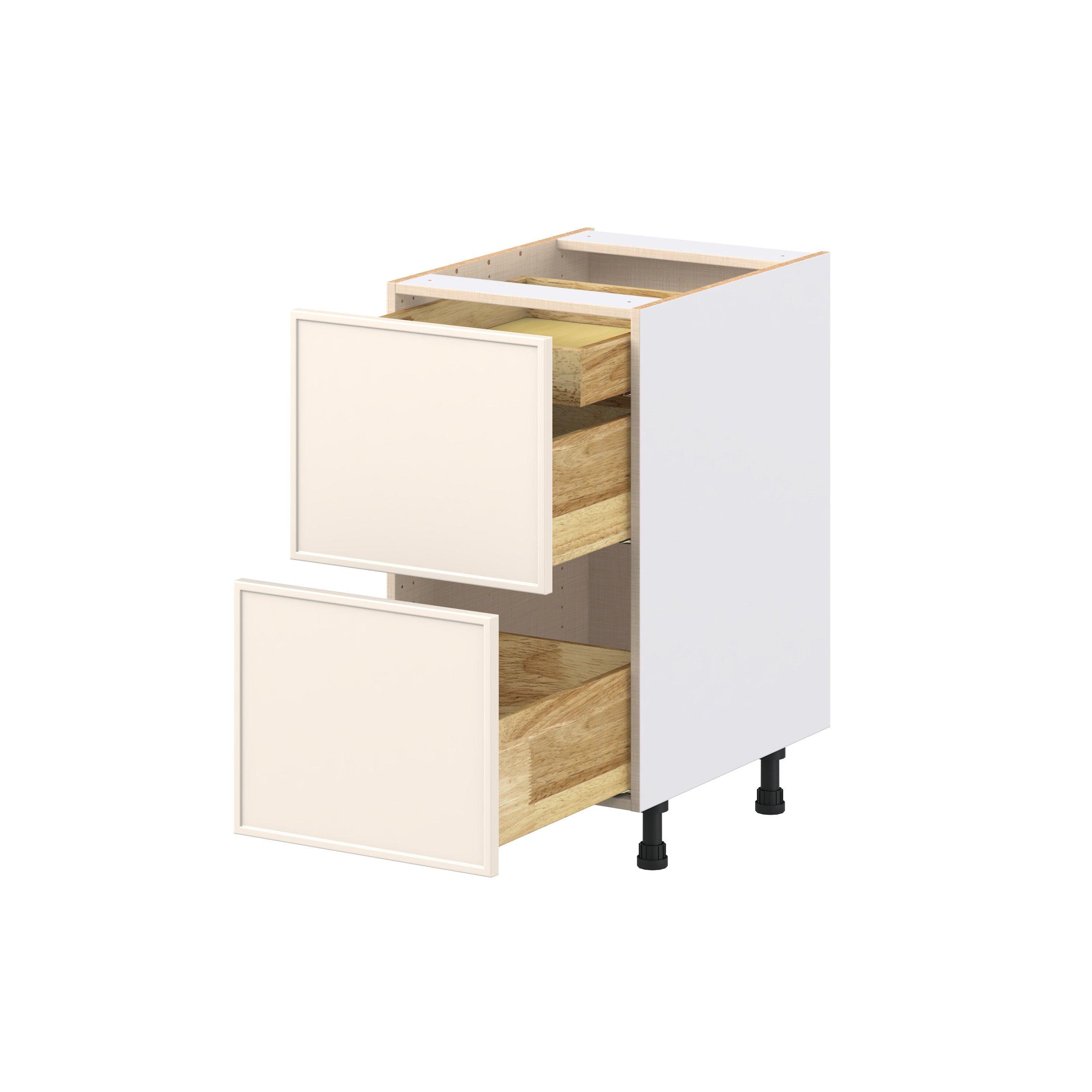 Linden 18 in. Painted Washed Linen Base Cabinet with Inner Pull-Out Drawer