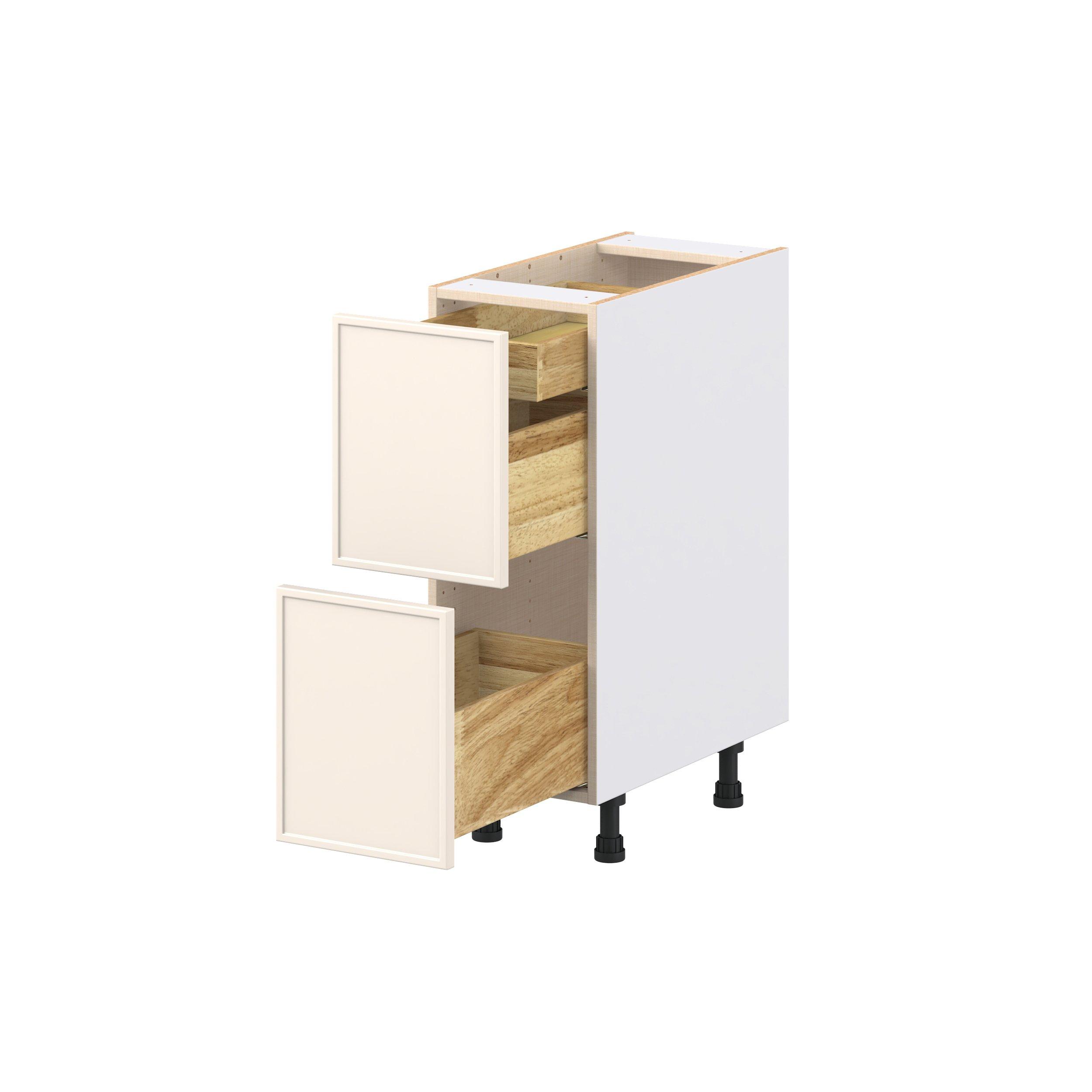 Linden 12 in. Painted Washed Linen Base Cabinet with Inner Pull-Out Drawer