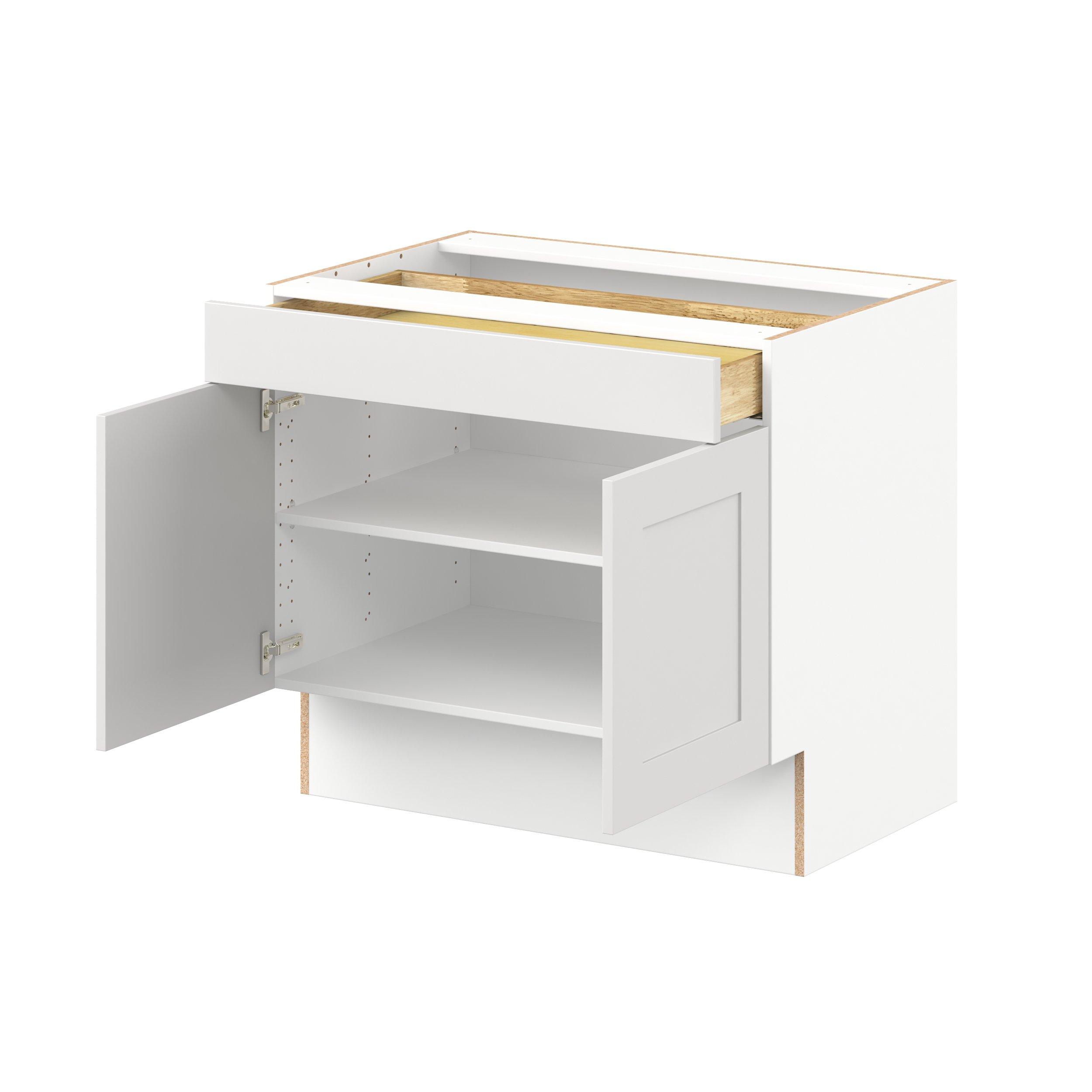 Candler 36 in. Painted Warm White Door and Drawer Base Cabinet - ADA