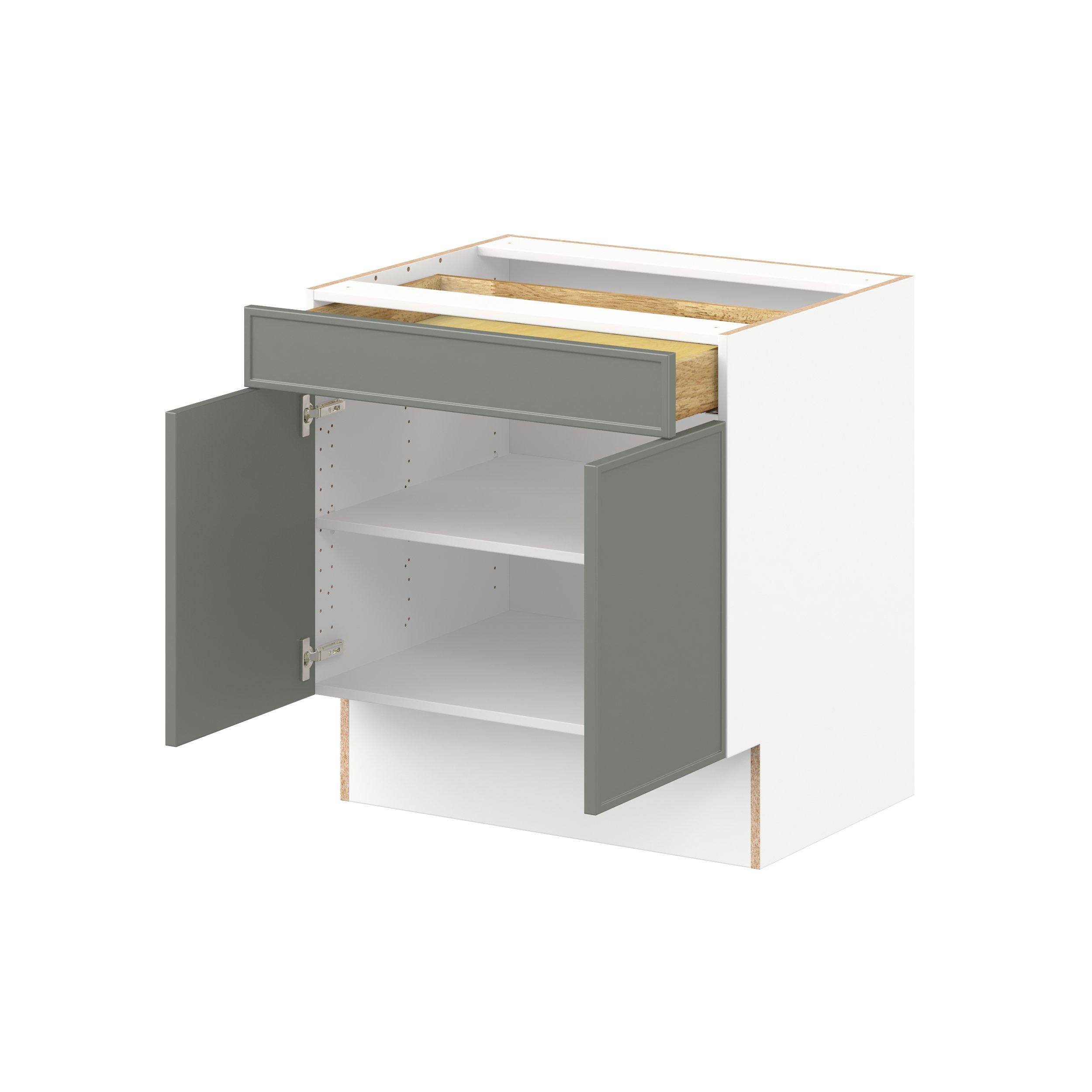 Linden 30 in. Painted Moss Green Door and Drawer Base Cabinet