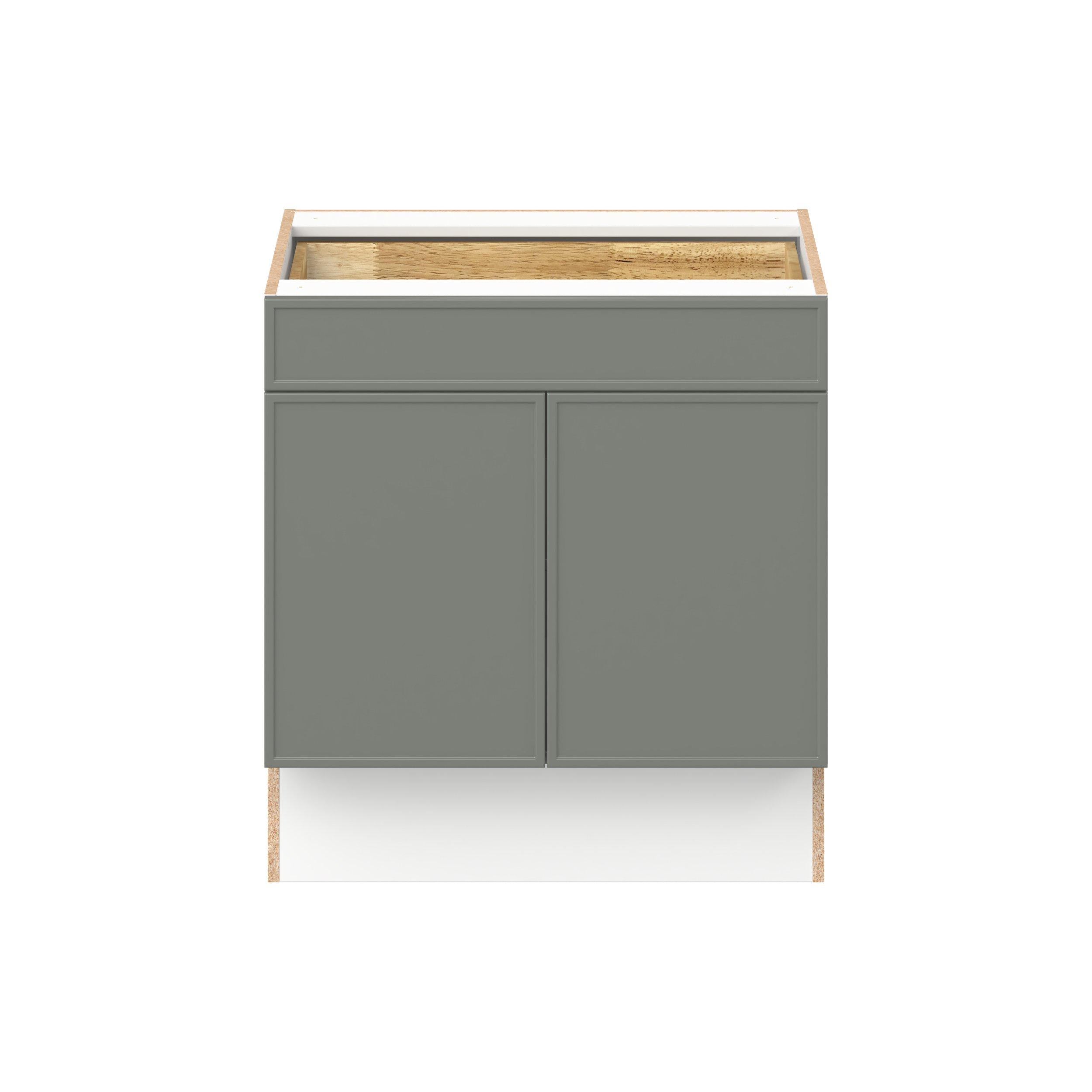 Linden 30 in. Painted Moss Green Door and Drawer Base Cabinet
