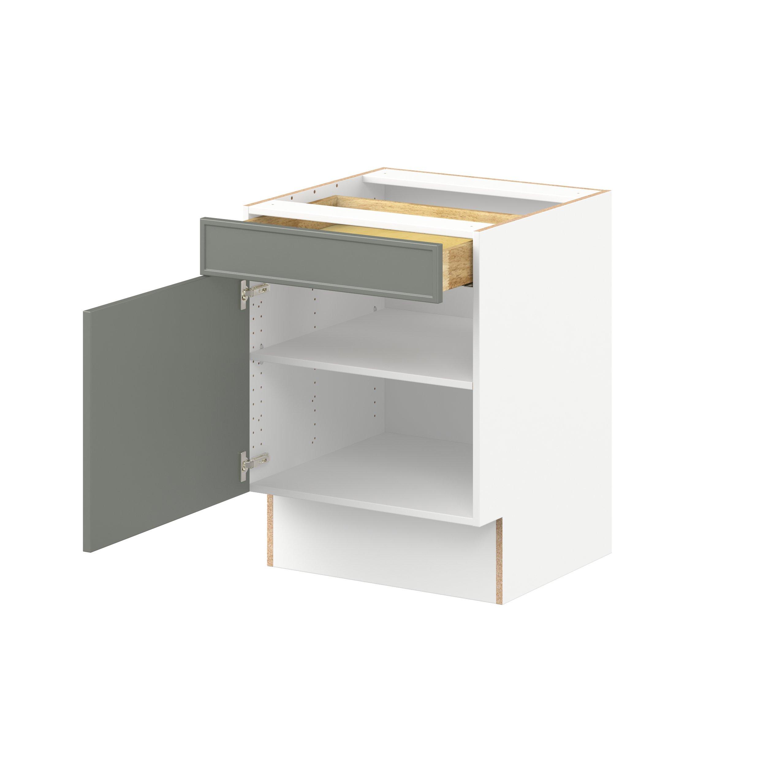 Linden 24 in. Painted Moss Green Door and Drawer Base Cabinet