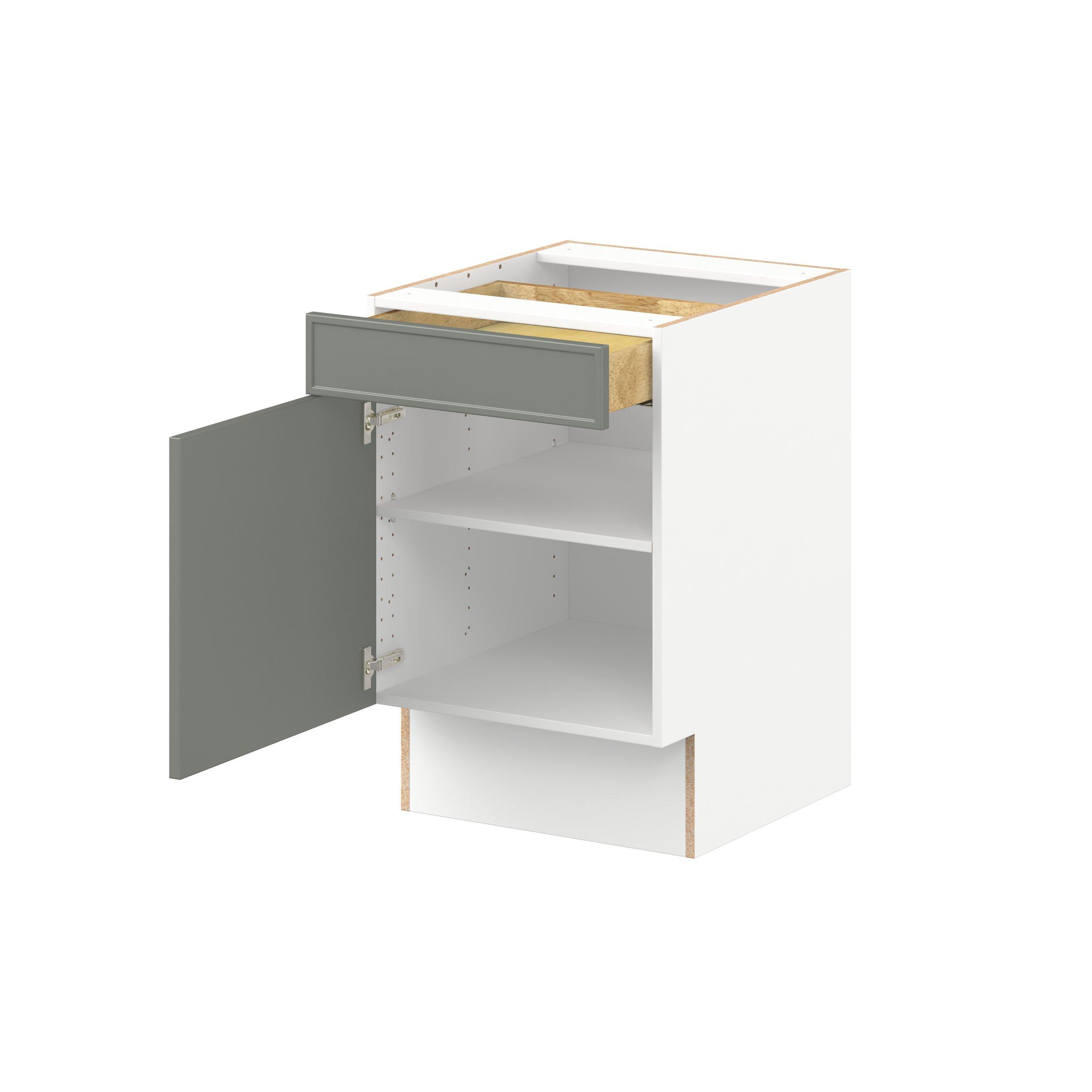 Linden 21 in. Painted Moss Green Door and Drawer Base Cabinet