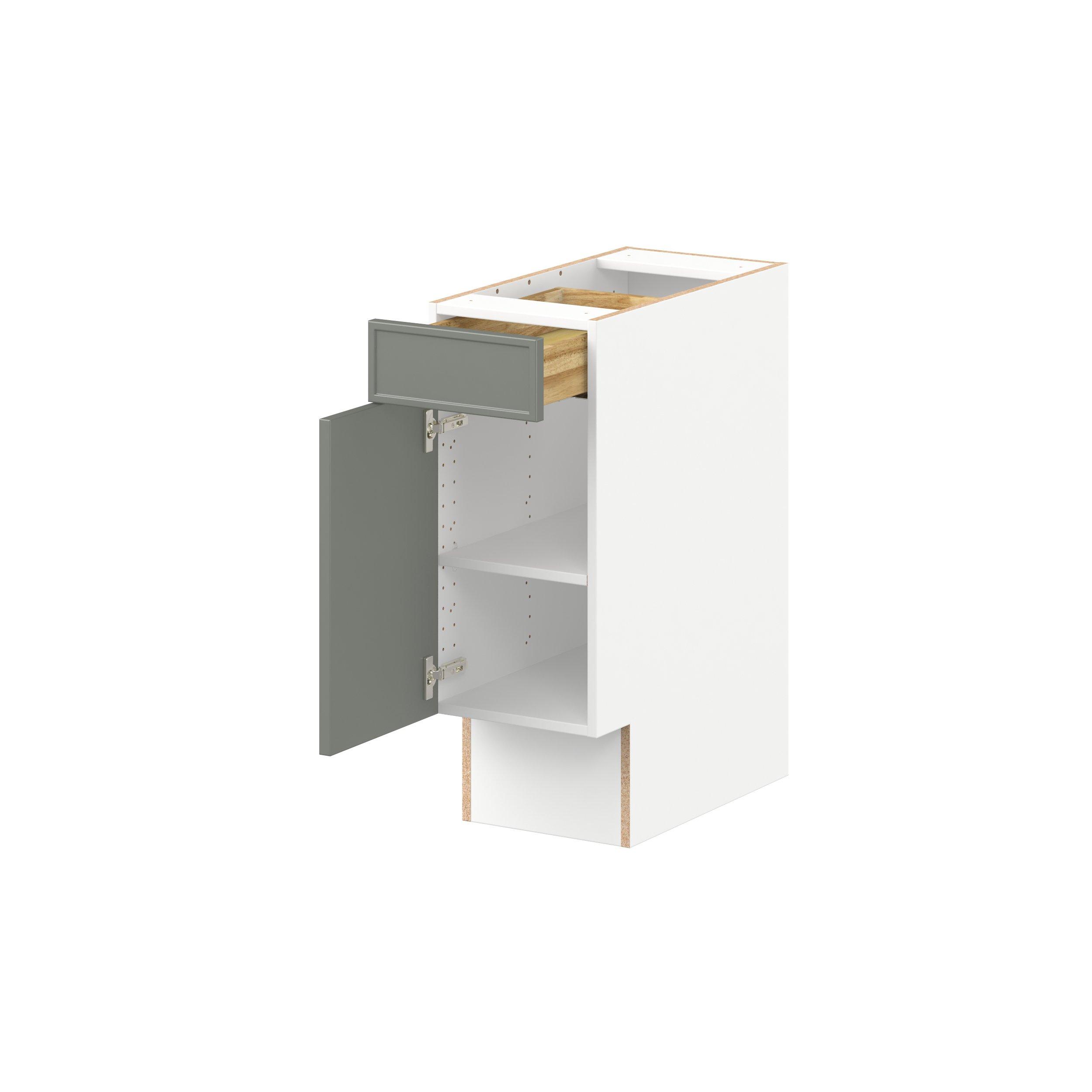 Linden 12 in. Painted Moss Green Door and Drawer Base Cabinet - ADA