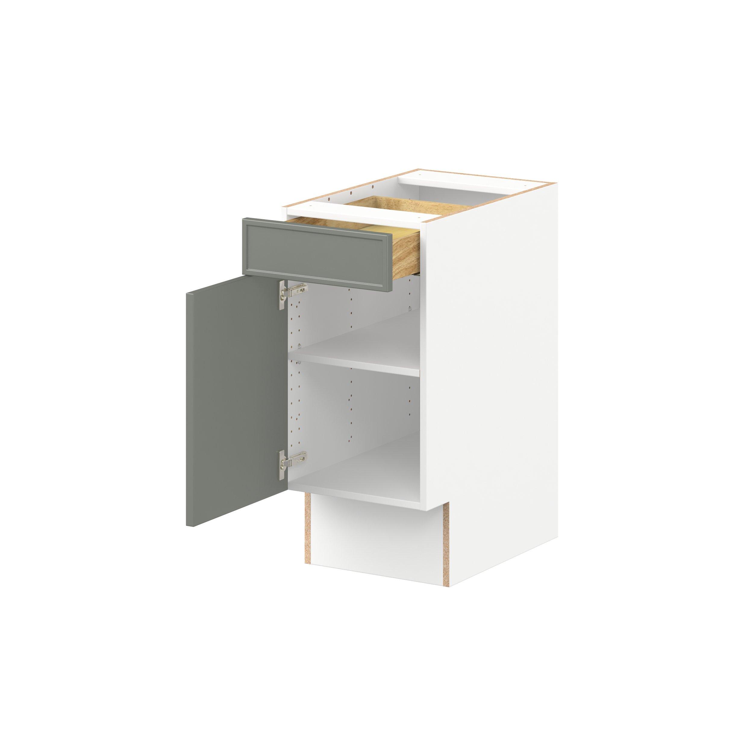 Linden 15 in. Painted Moss Green Door and Drawer Base Cabinet - ADA
