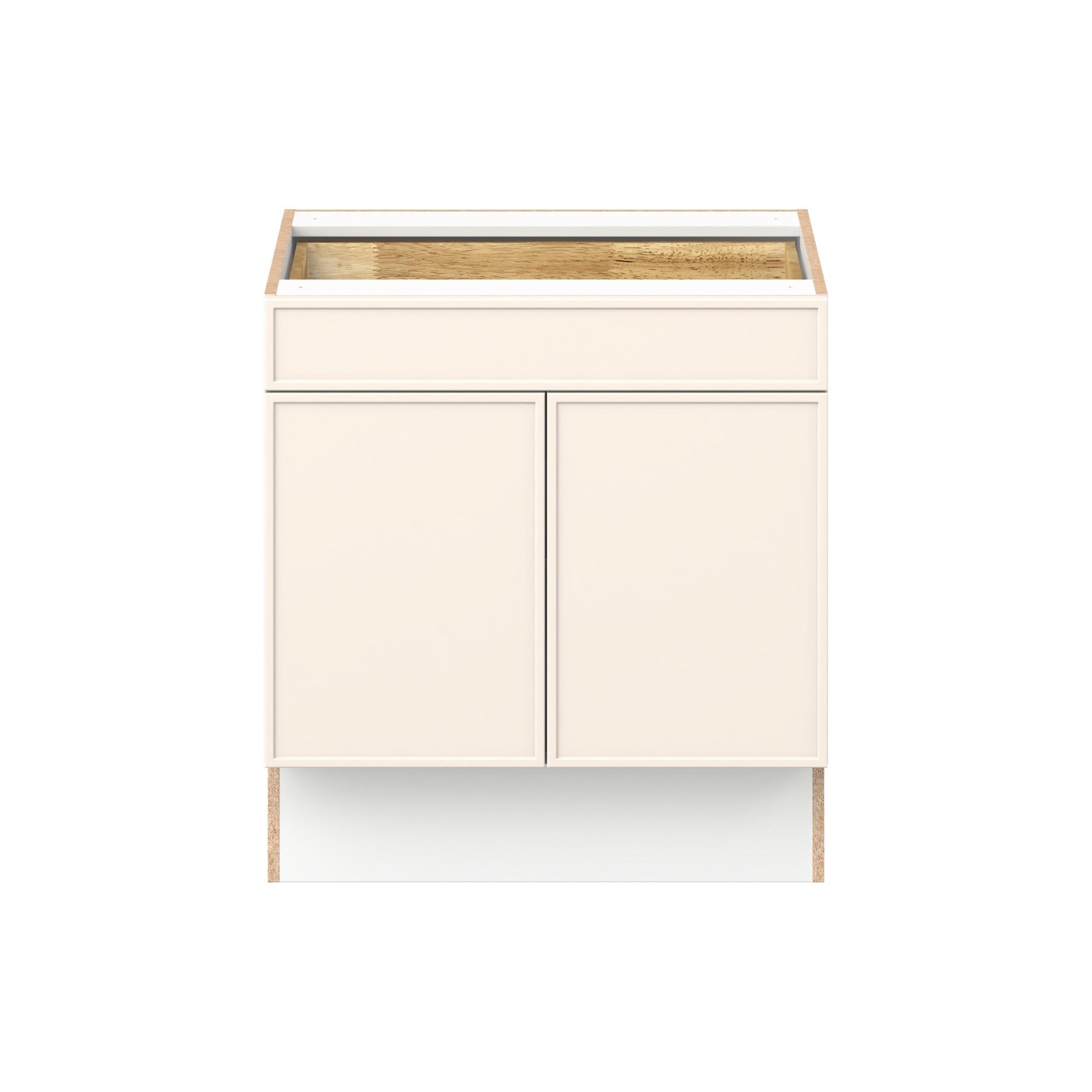 Linden 30 in. Painted Washed Linen Door and Drawer Base Cabinet