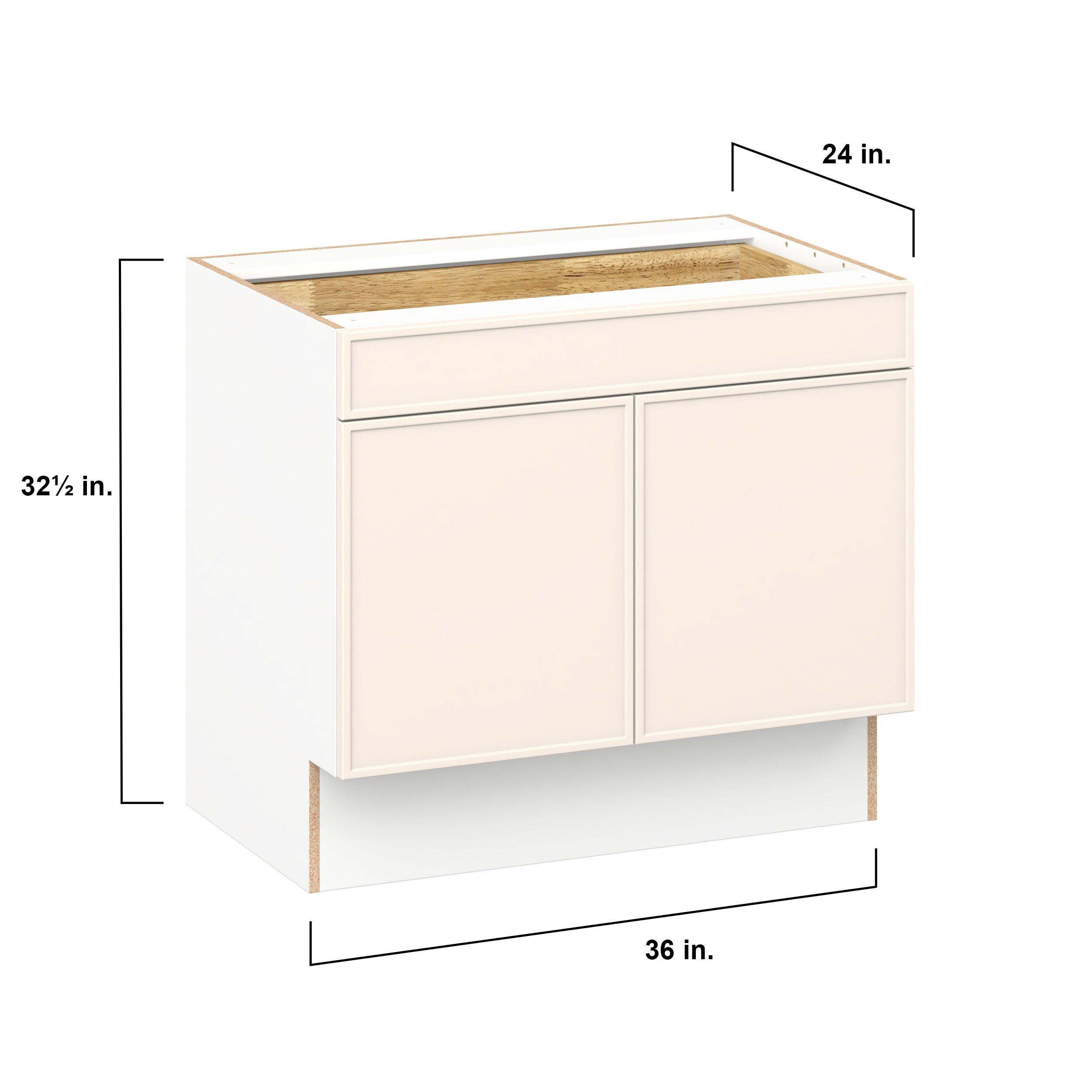 Linden 36 in. Painted Washed Linen Door and Drawer Base Cabinet