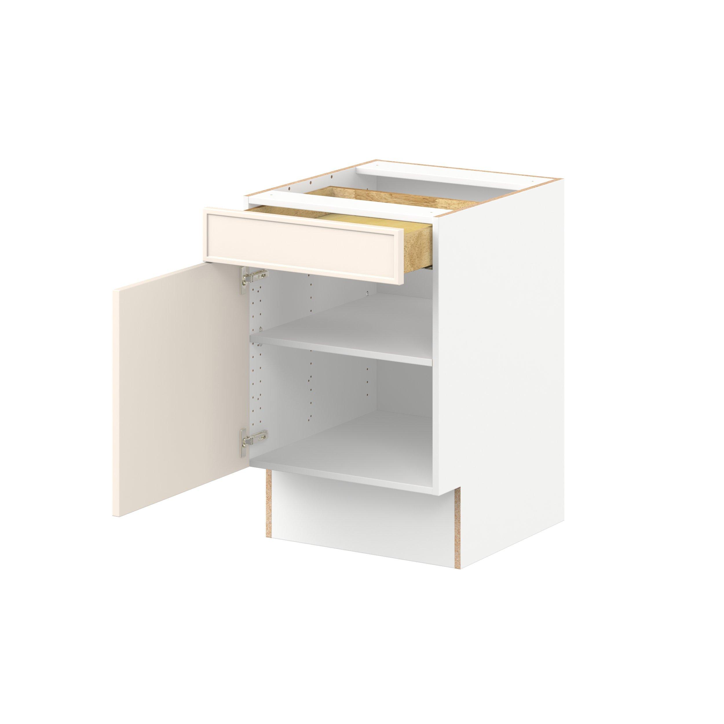 Linden 21 in. Painted Washed Linen Door and Drawer Base Cabinet