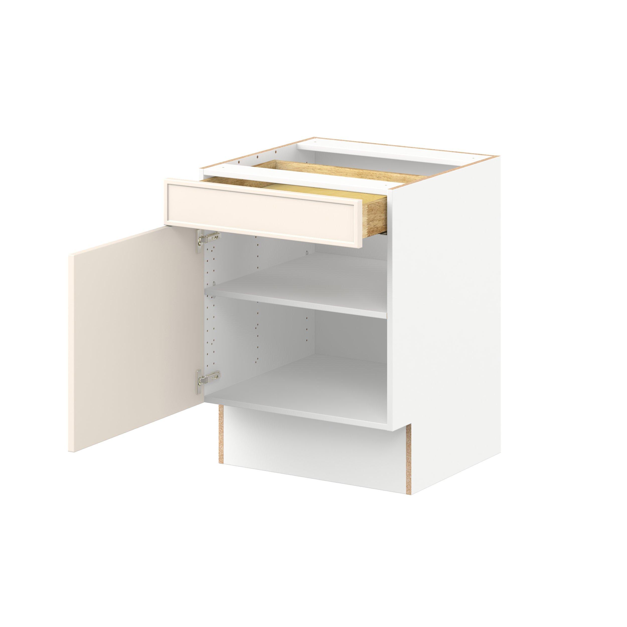 Linden 24 in. Painted Washed Linen Door and Drawer Base Cabinet
