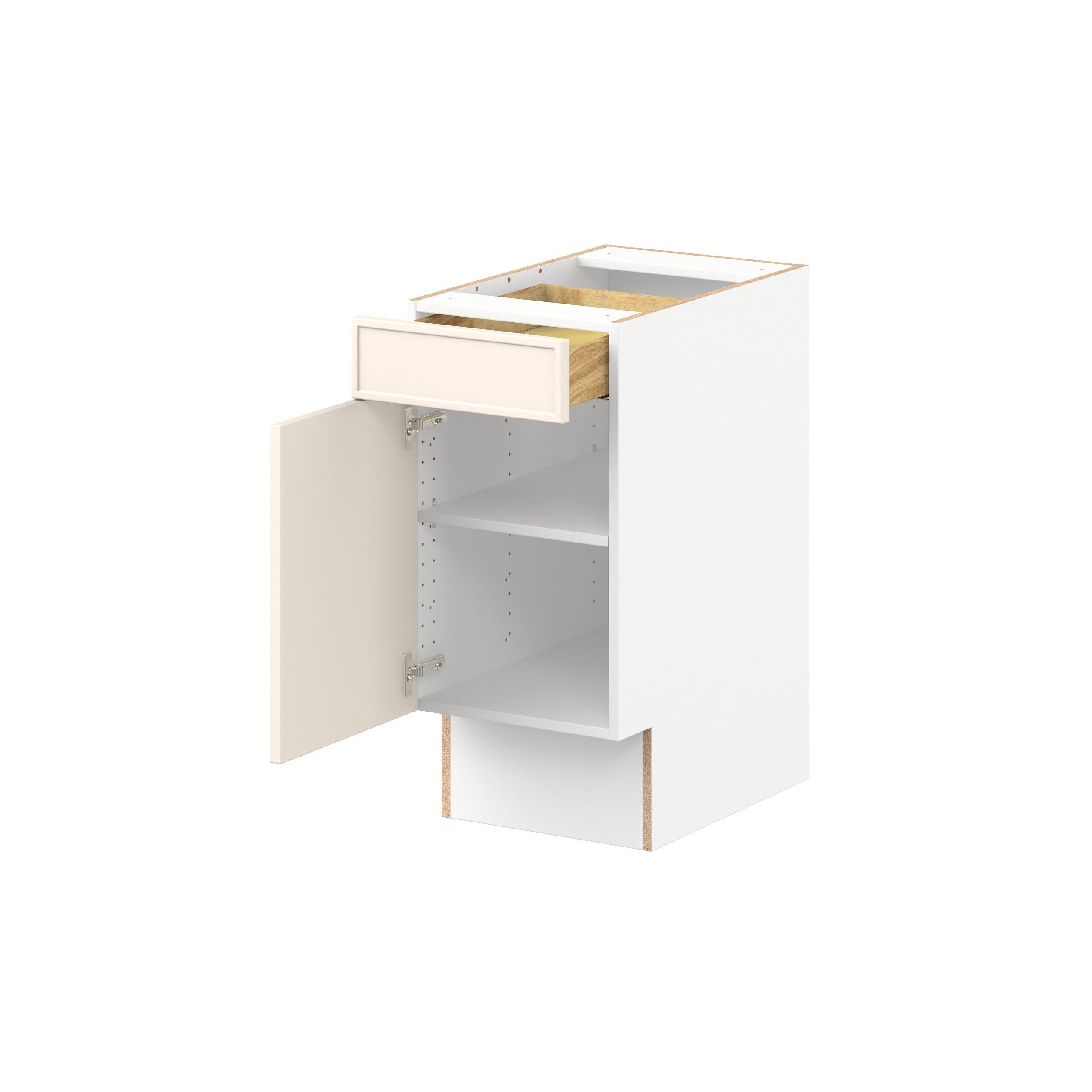 Linden 15 in. Painted Washed Linen Door and Drawer Base Cabinet - ADA