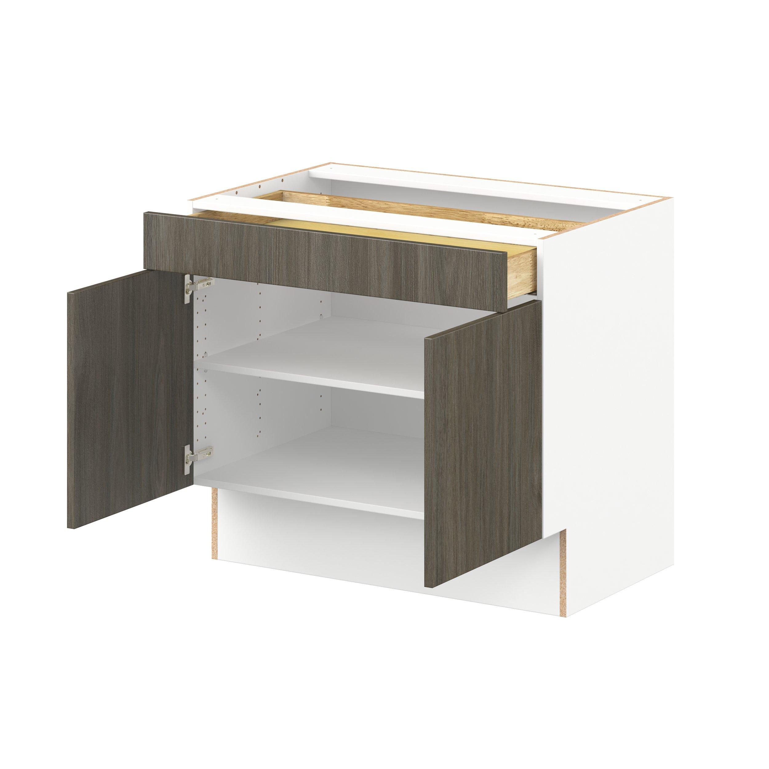 Glenwood 36 in. Burnt Walnut Door and Drawer Base Cabinet - ADA