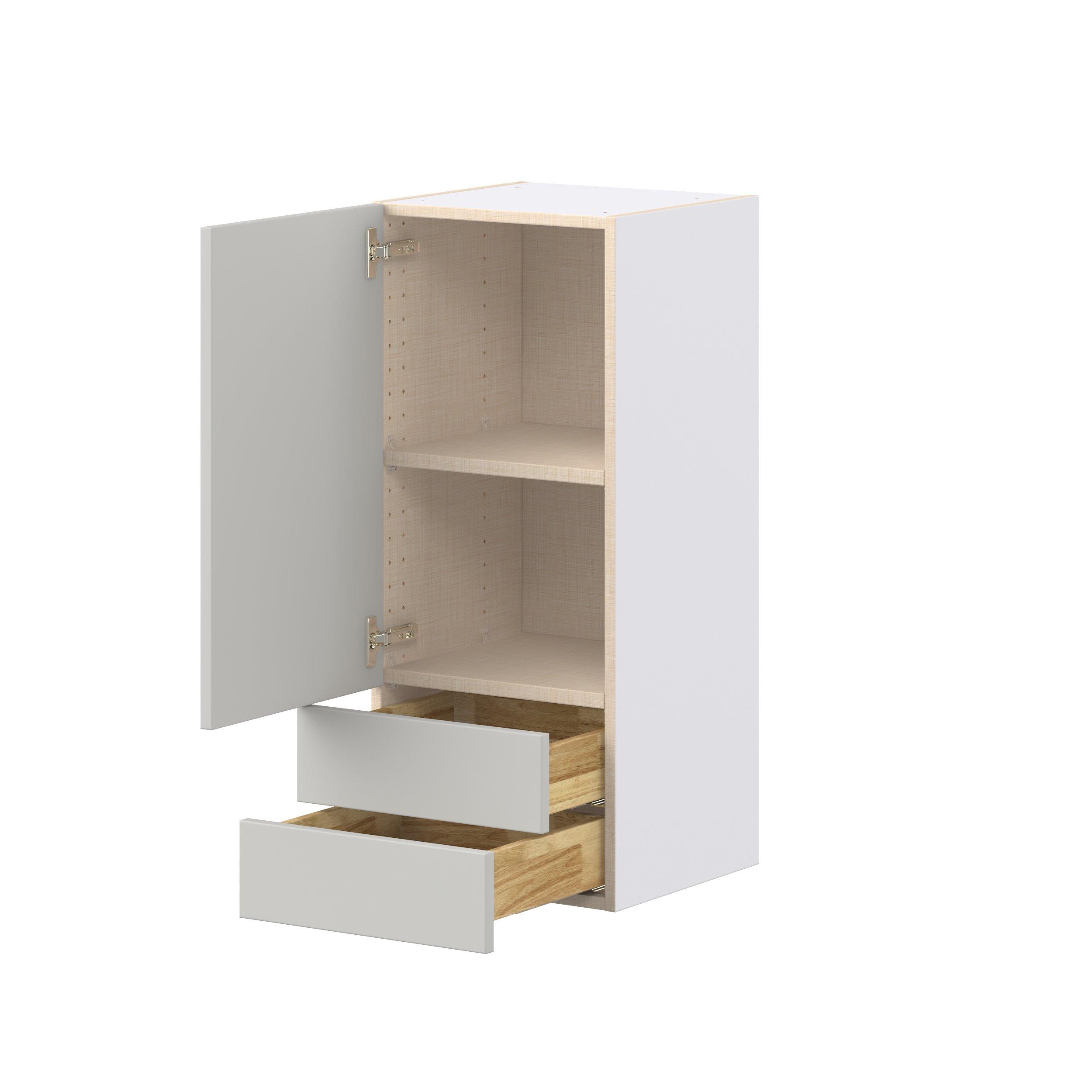 Lenox 15 in. Painted Light Gray Door and Drawer Wall Cabinet