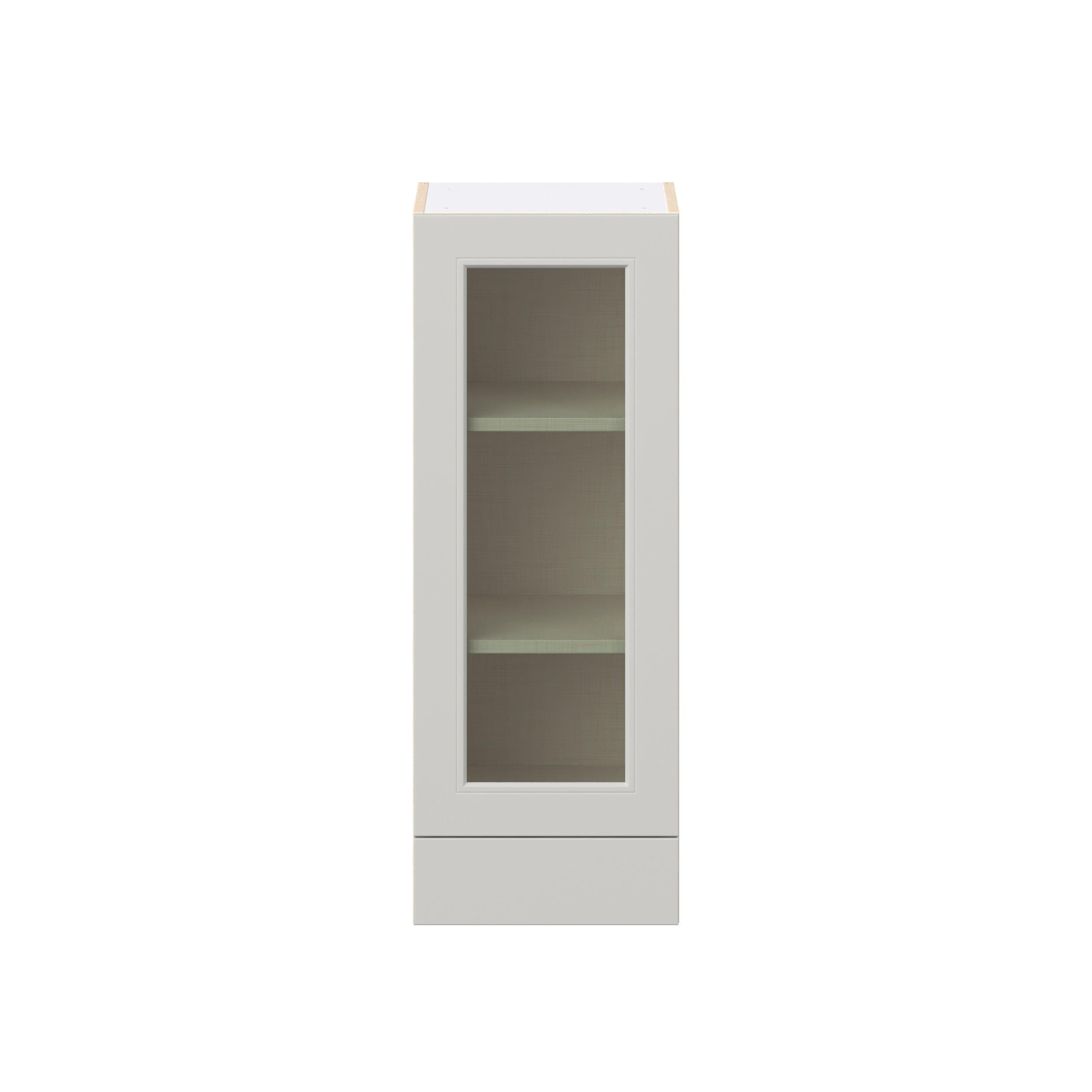Lenox 15 in. Painted Light Gray Drawer Wall Cabinet with Glass Door
