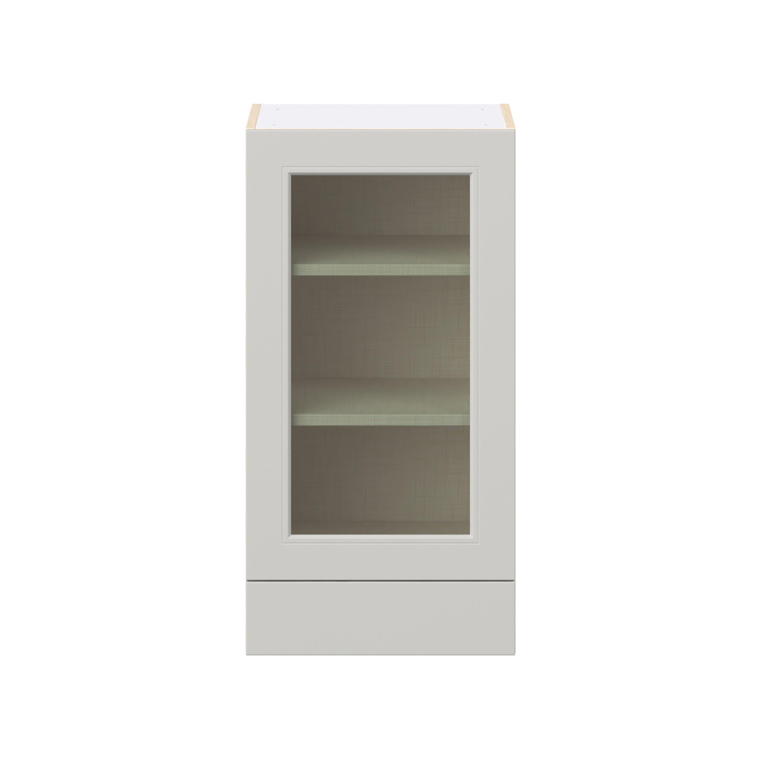 Lenox 18 in. Painted Light Gray Drawer Wall Cabinet with Glass Door