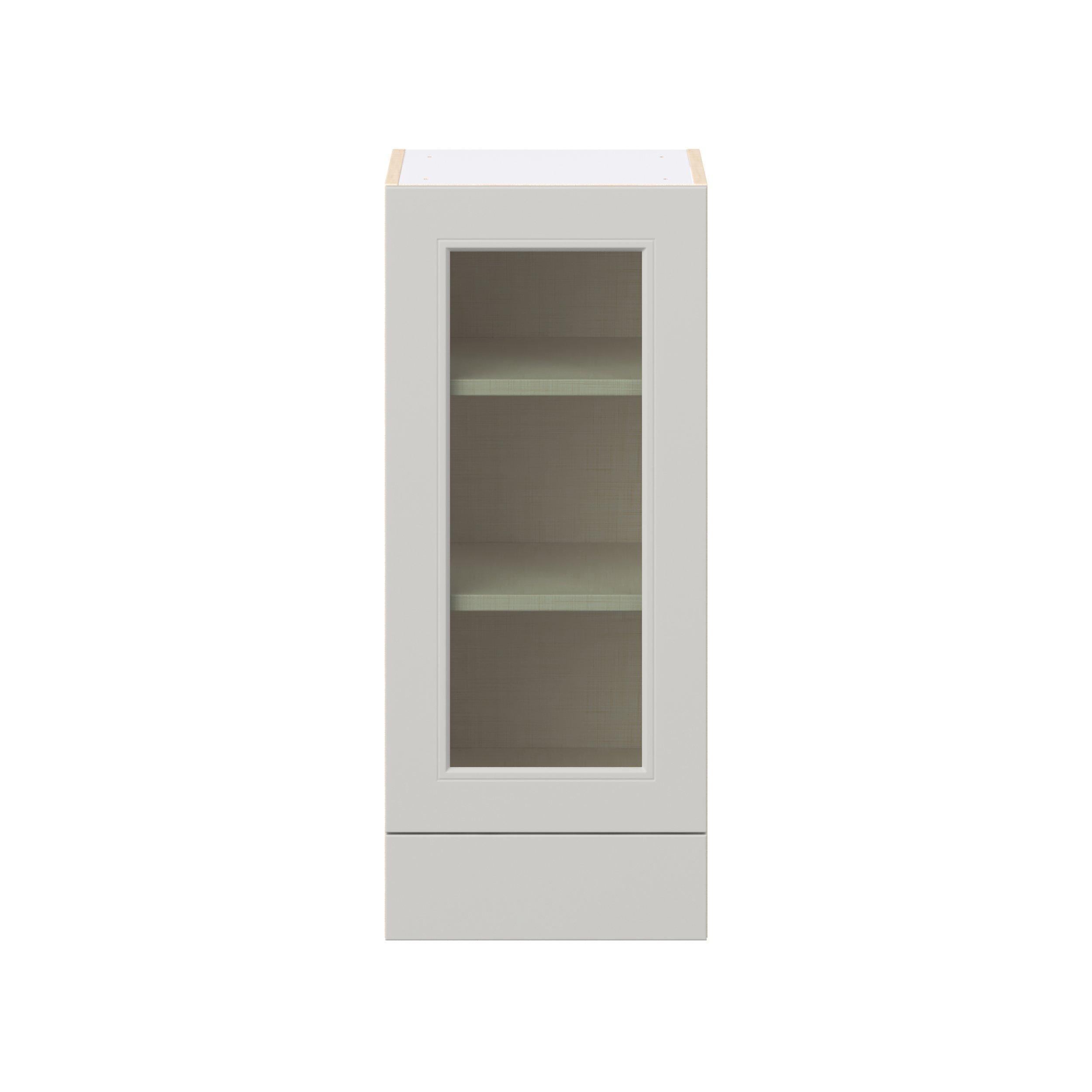 Lenox 15 in. Painted Light Gray Drawer Wall Cabinet with Glass Door