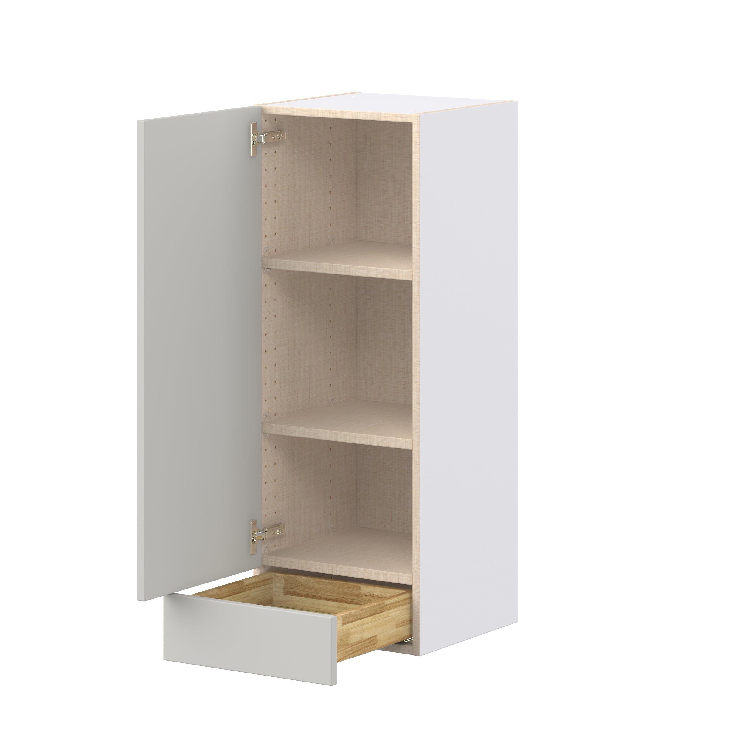 Lenox 15 in. Painted Light Gray Door and Drawer Wall Cabinet