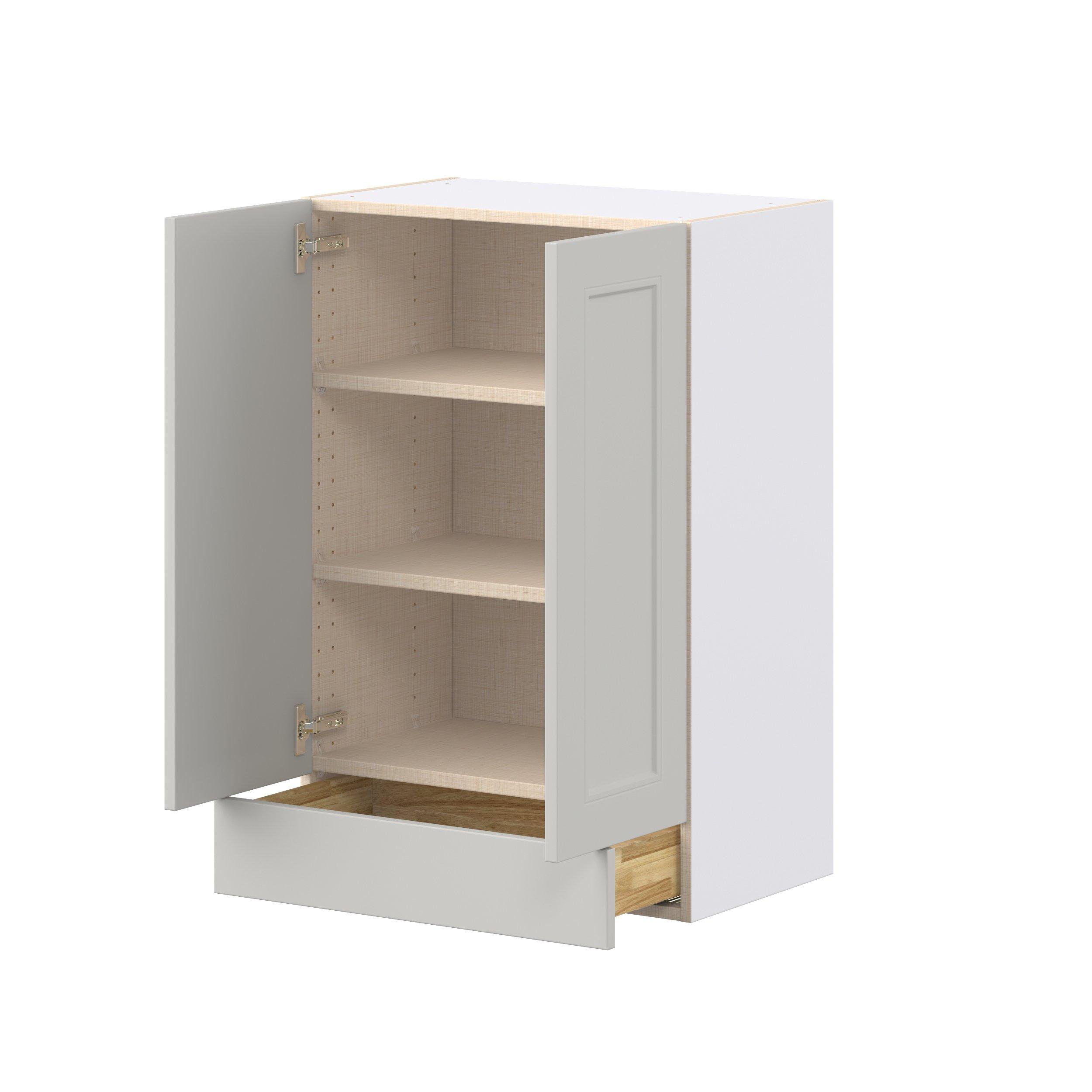 Lenox 24 in. Painted Light Gray Door and Drawer Wall Cabinet