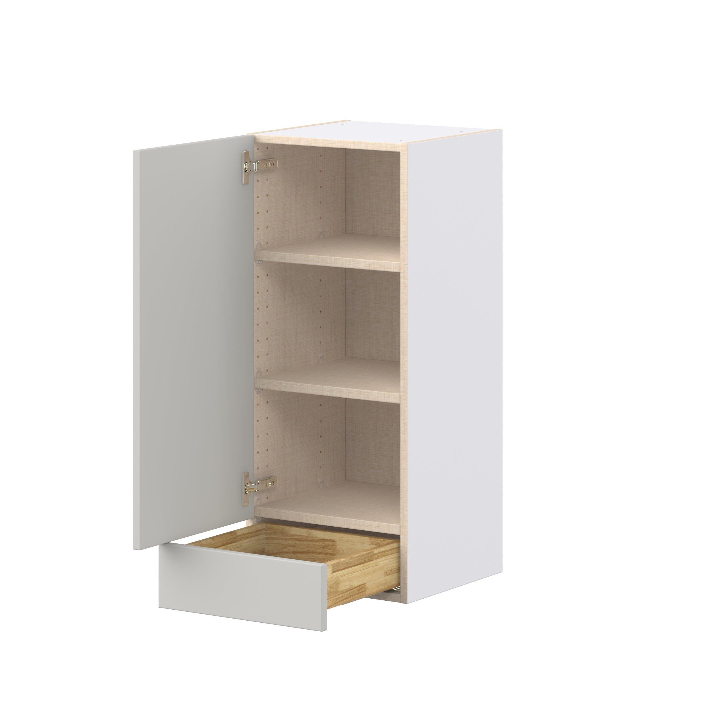 Lenox 15 in. Painted Light Gray Door and Drawer Wall Cabinet