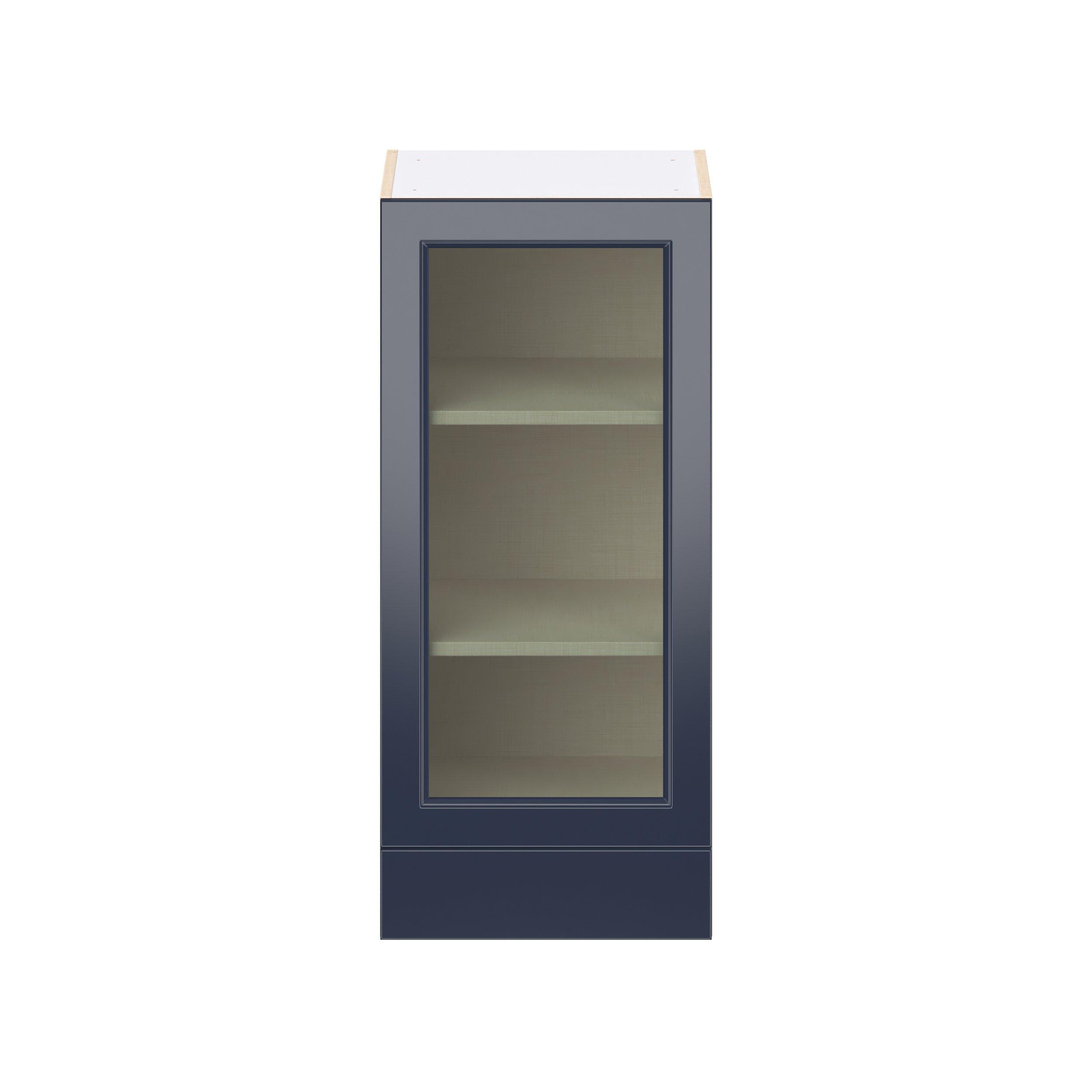 Peachtree 18 in. Painted Midnight Blue Drawer Wall Cabinet with Glass Door