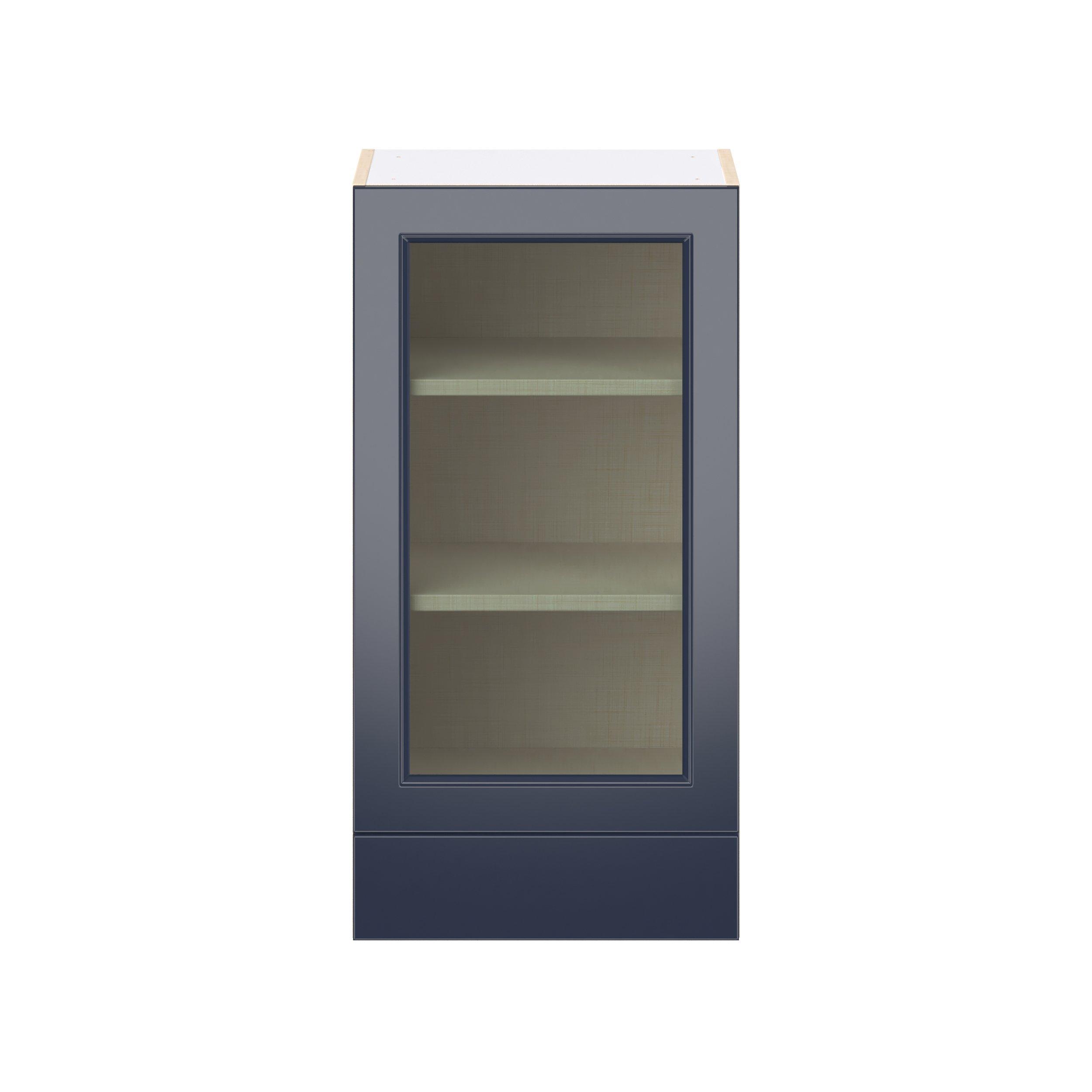 Peachtree 18 in. Painted Midnight Blue Drawer Wall Cabinet with Glass Door