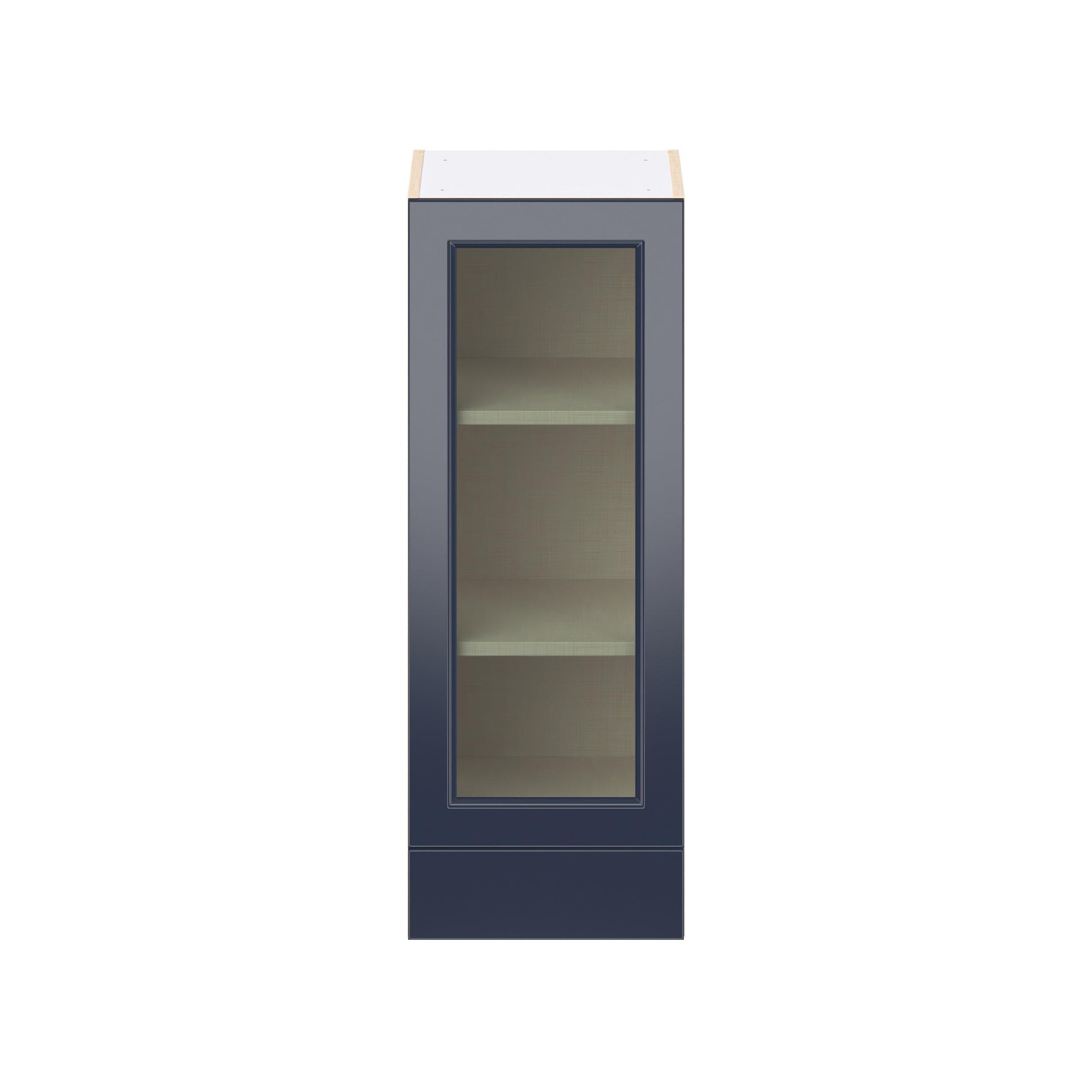 Peachtree 15 in. Painted Midnight Blue Drawer Wall Cabinet with Glass Door