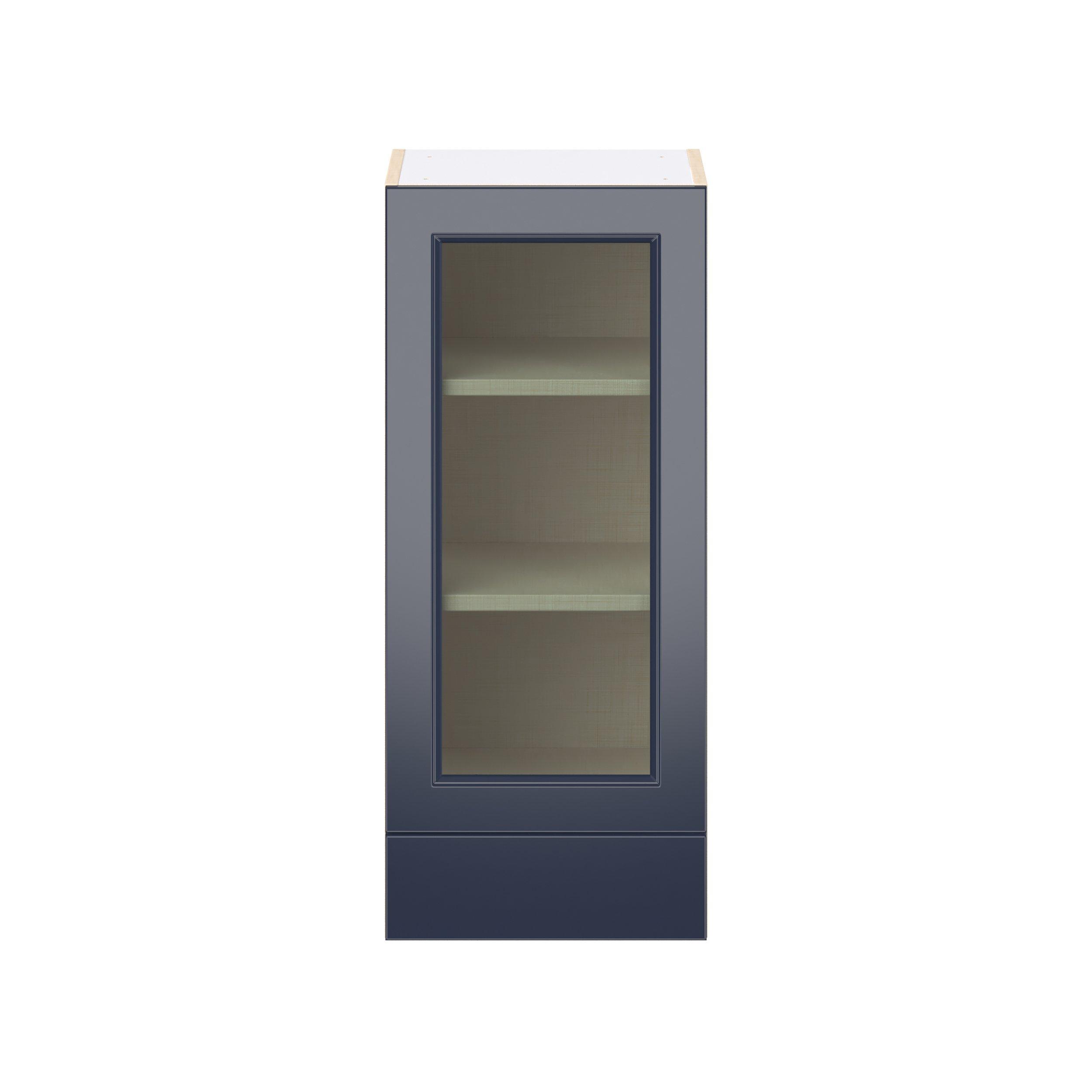Peachtree 15 in. Painted Midnight Blue Drawer Wall Cabinet with Glass Door