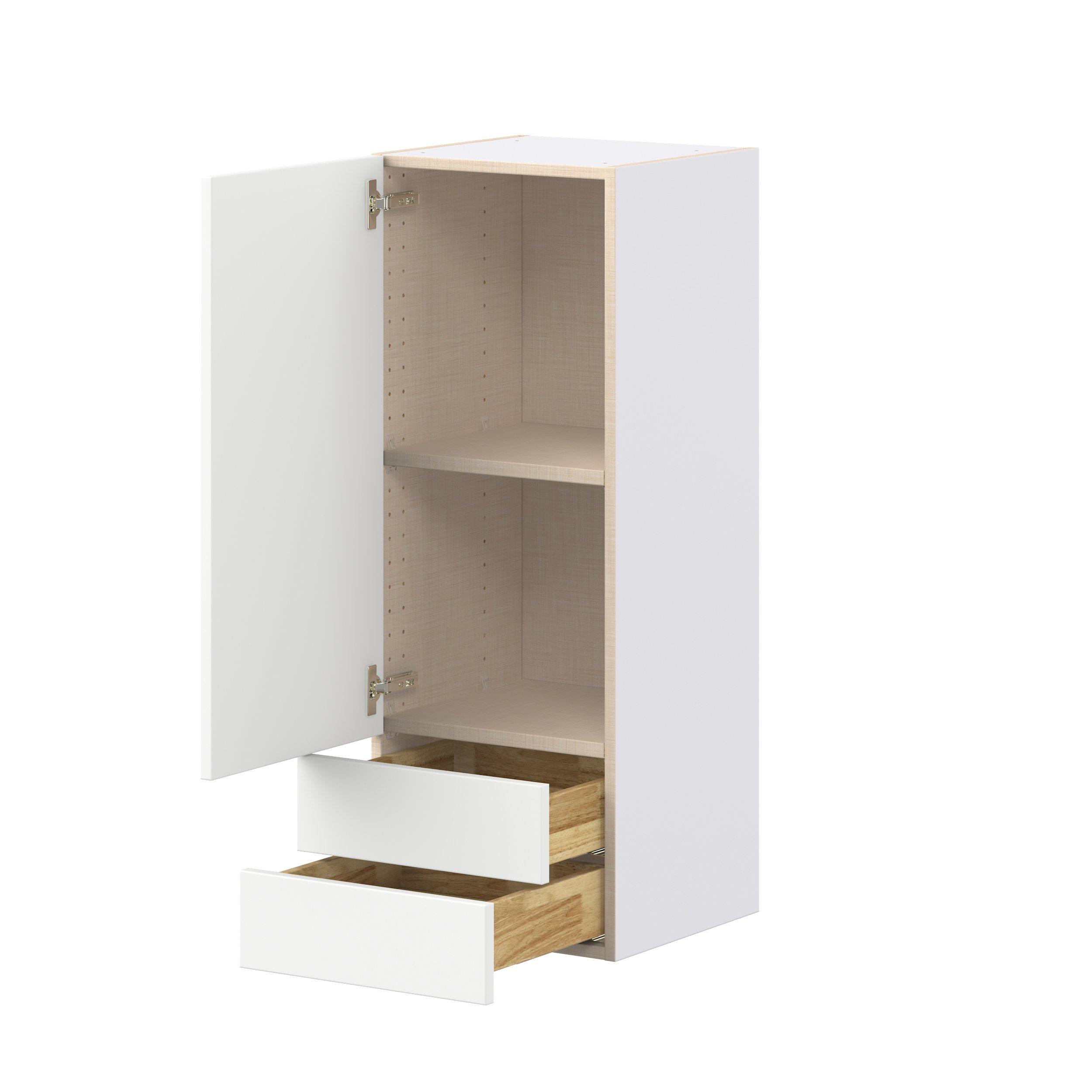 Peachtree 15 in. Painted Bright White Door and Drawer Wall Cabinet