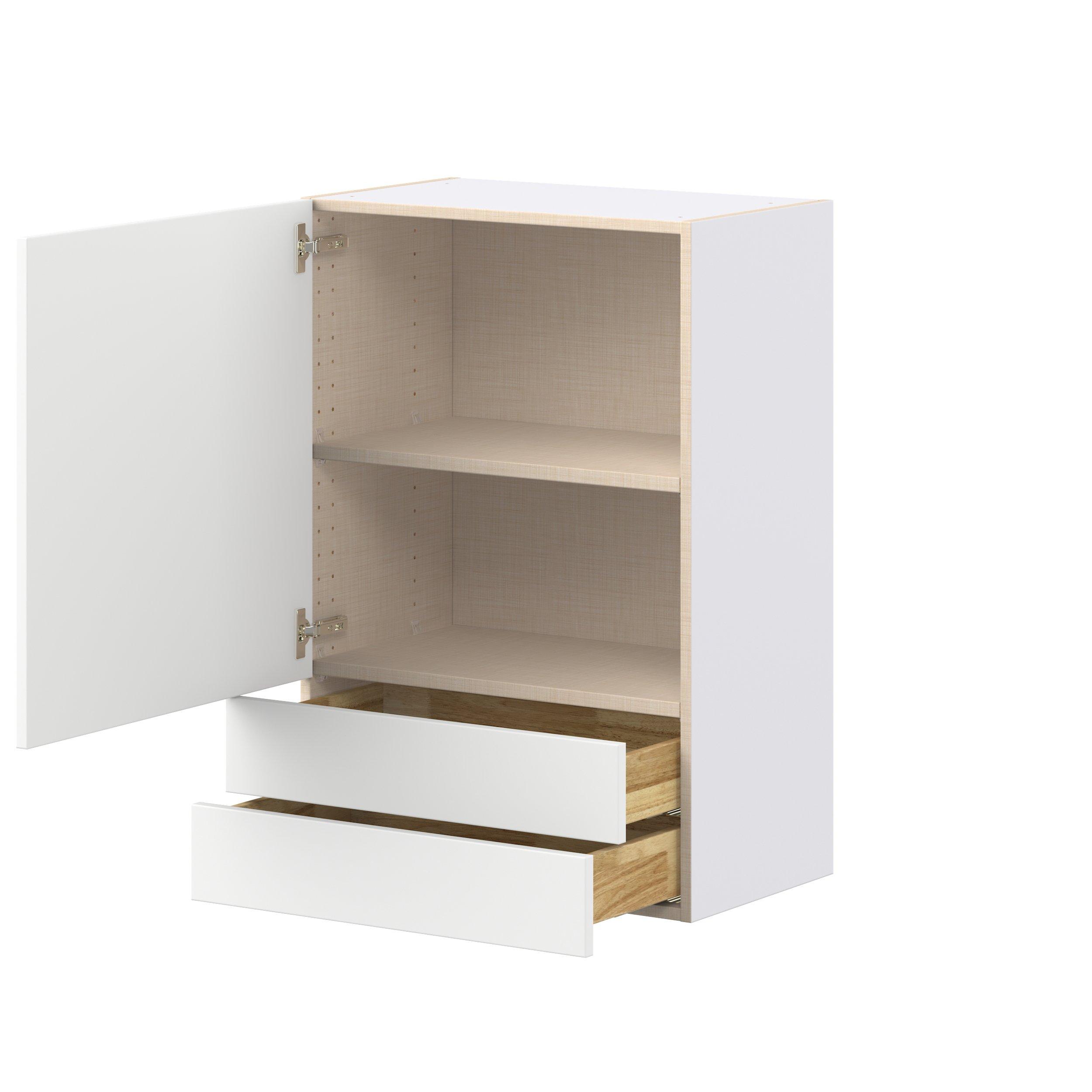 Peachtree 24 in. Painted Bright White Door and Drawer Wall Cabinet