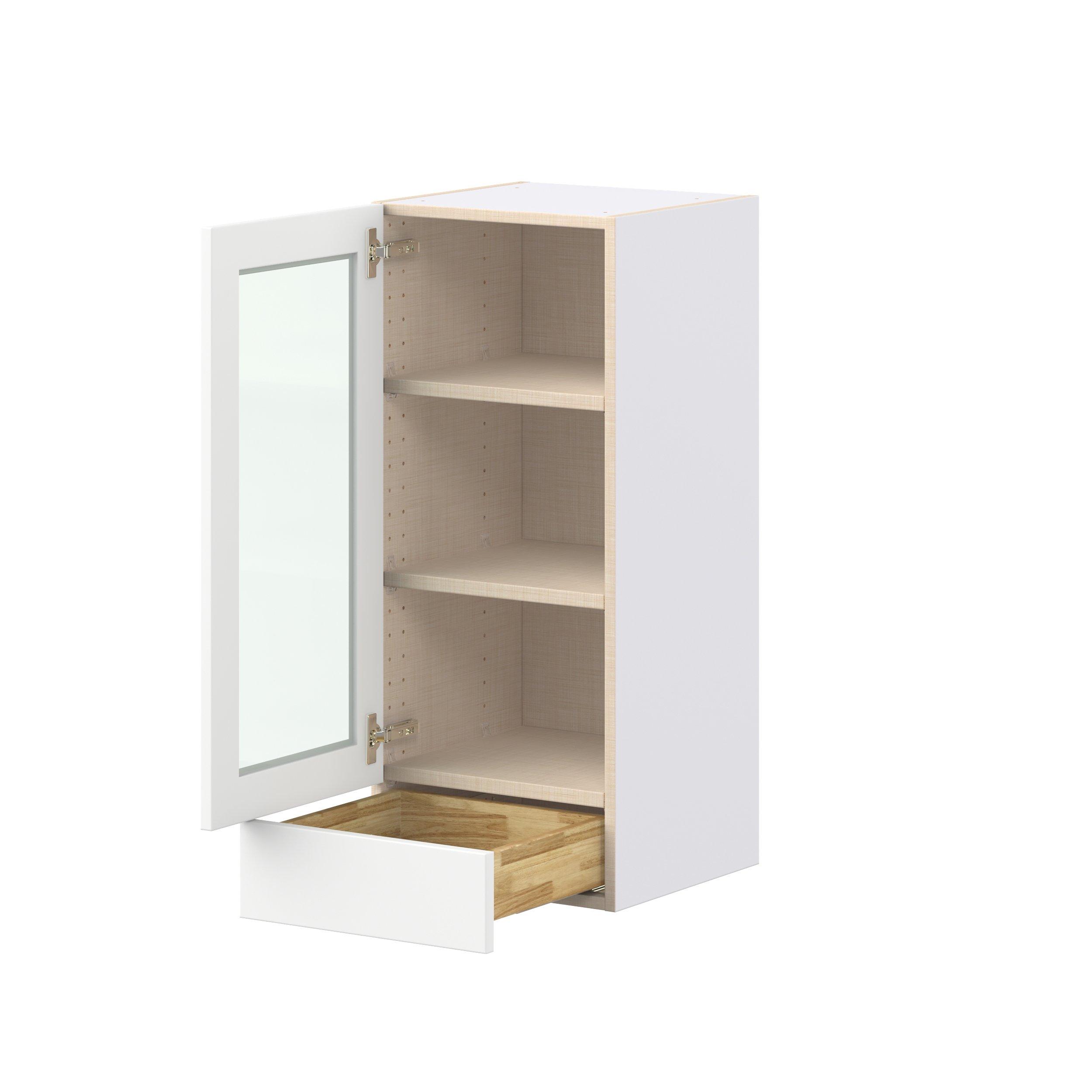 Peachtree 15 in. Painted Bright White Drawer Wall Cabinet with Glass Door