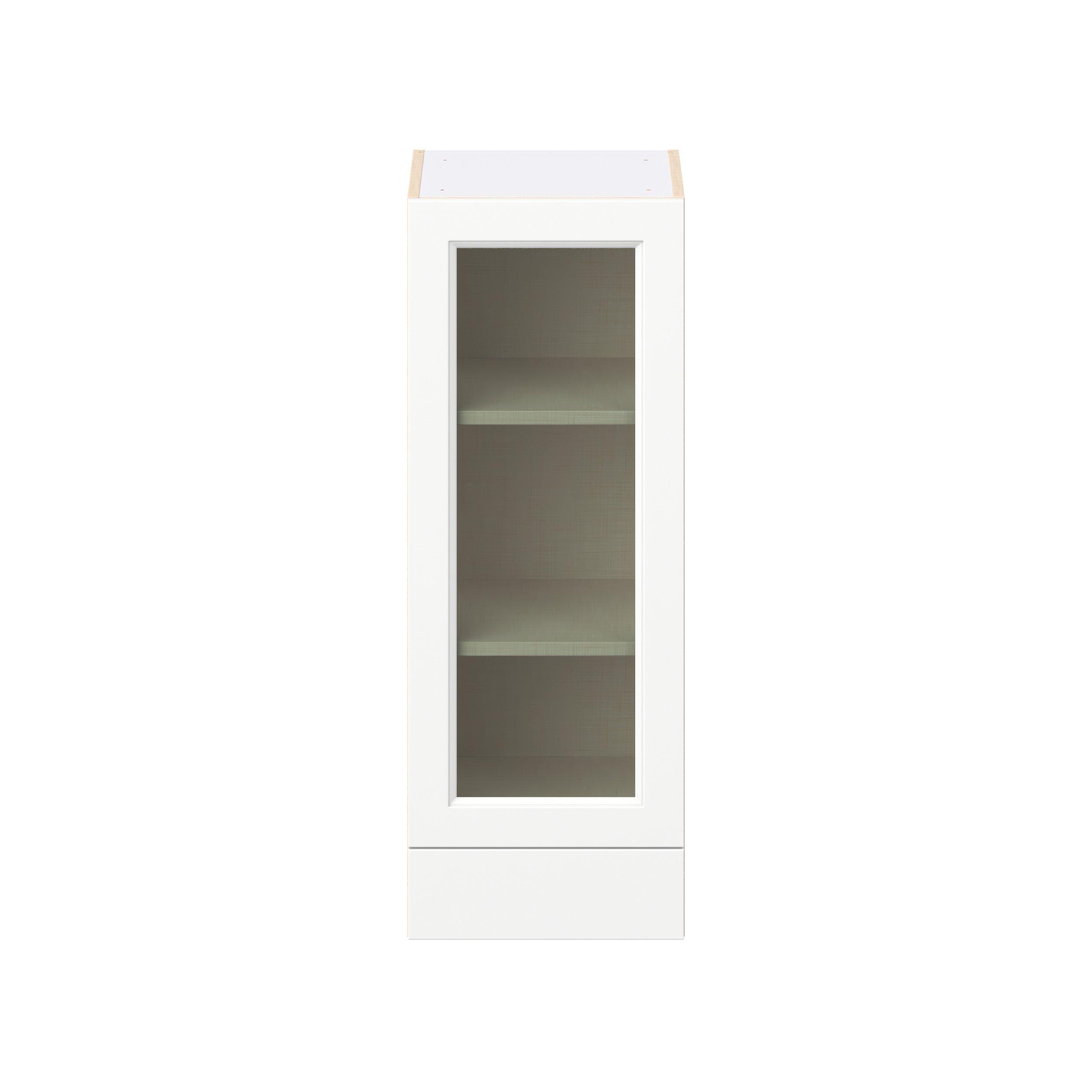 Peachtree 15 in. Painted Bright White Drawer Wall Cabinet with Glass Door