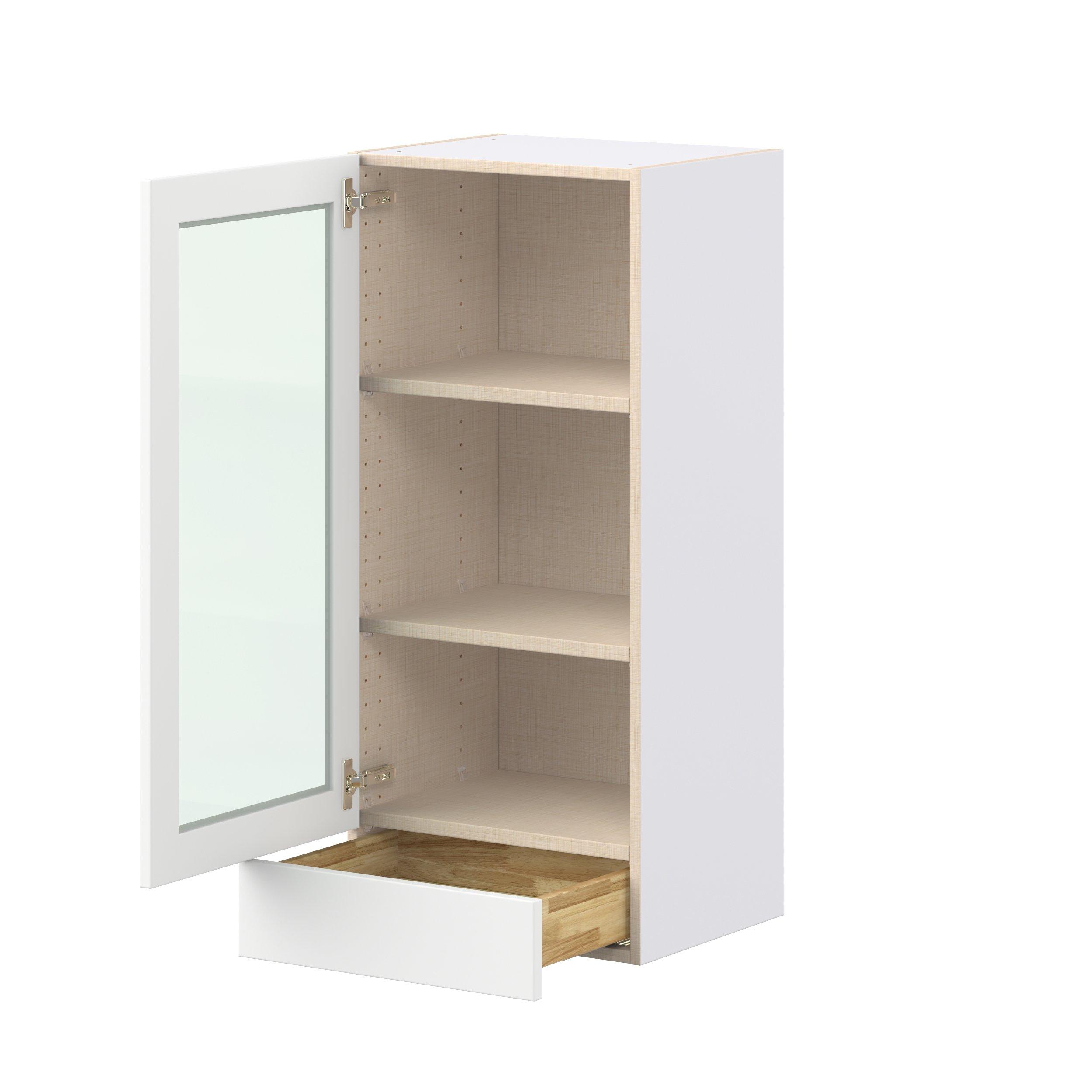 Peachtree 18 in. Painted Bright White Drawer Wall Cabinet with Glass Door