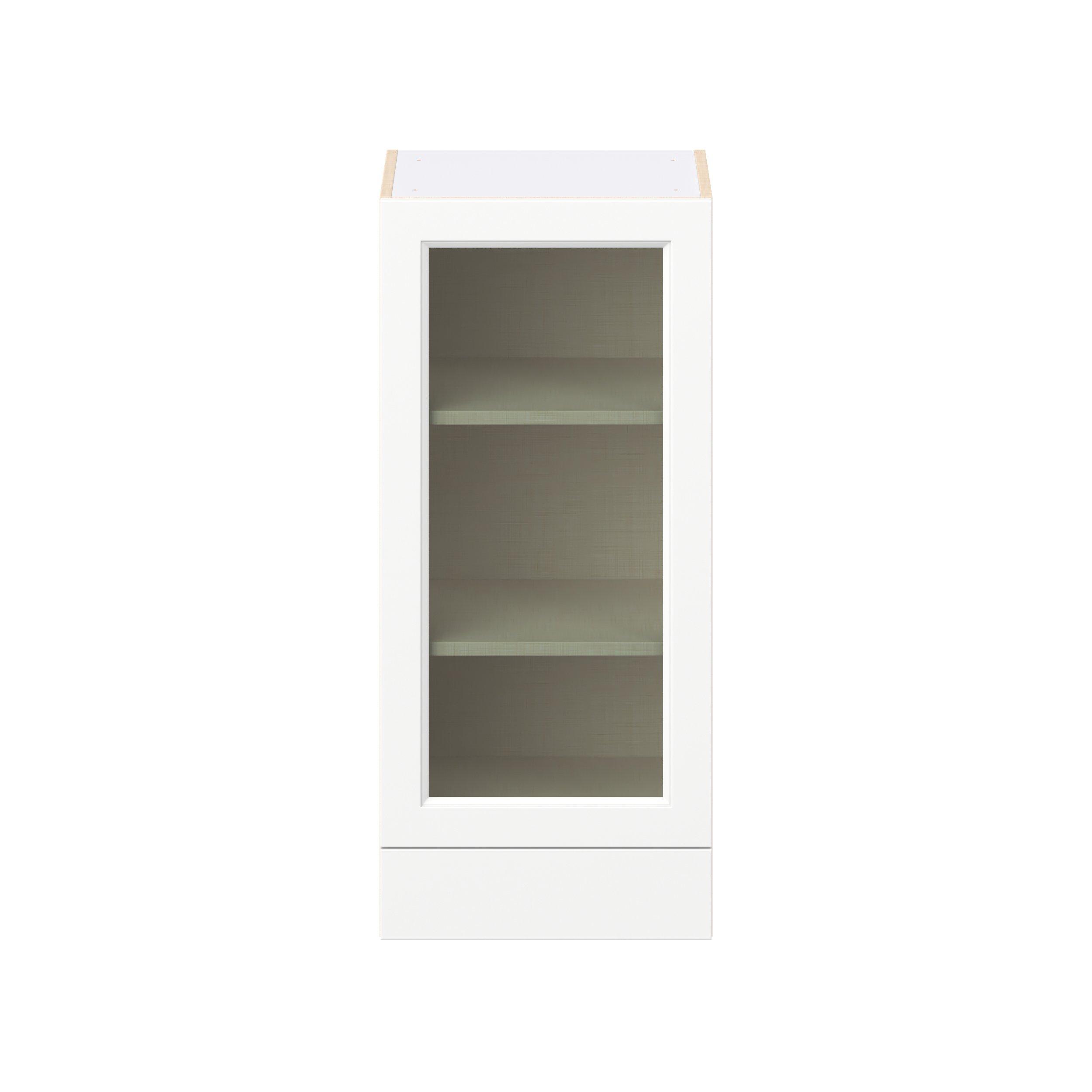 Peachtree 18 in. Painted Bright White Drawer Wall Cabinet with Glass Door