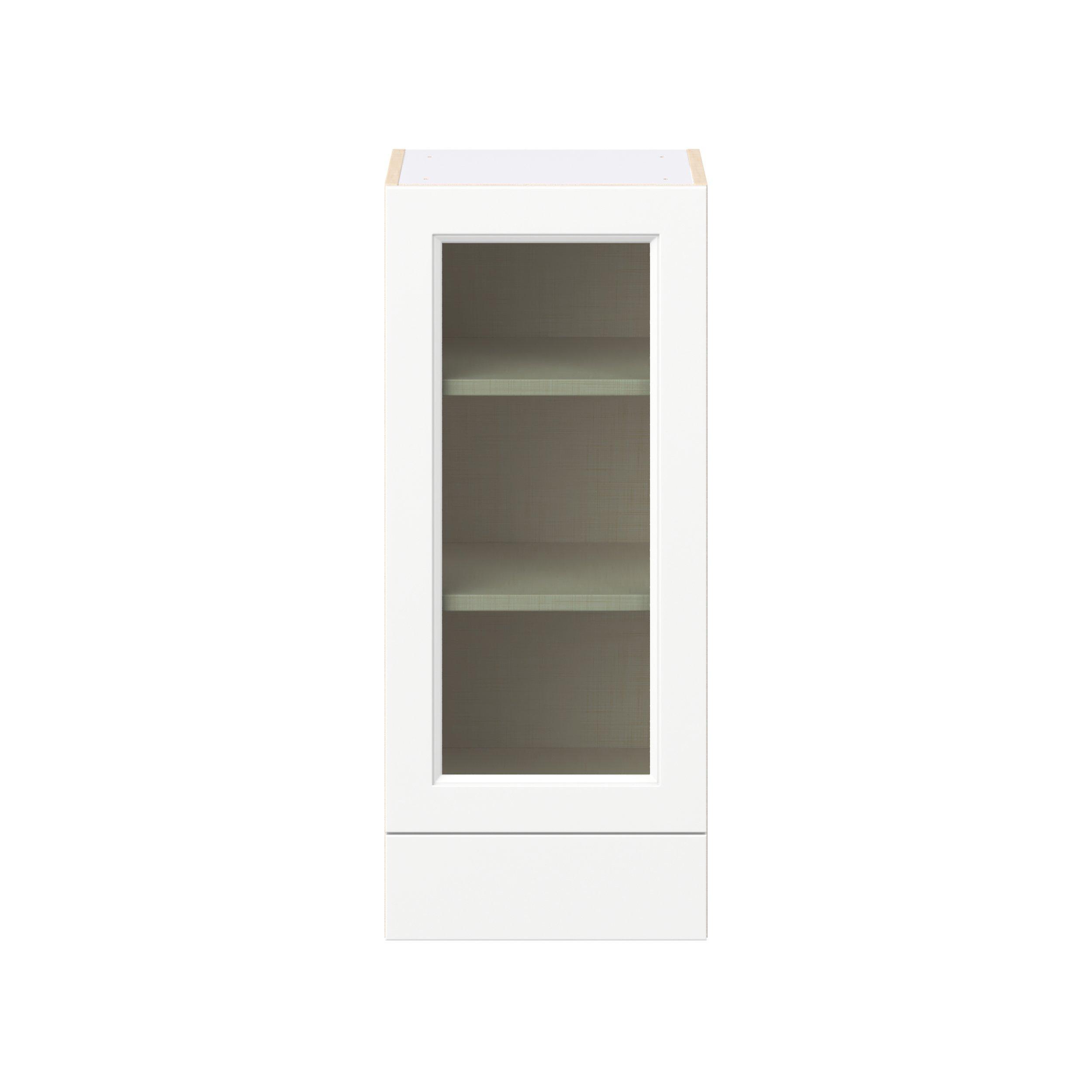 Peachtree 15 in. Painted Bright White Drawer Wall Cabinet with Glass Door