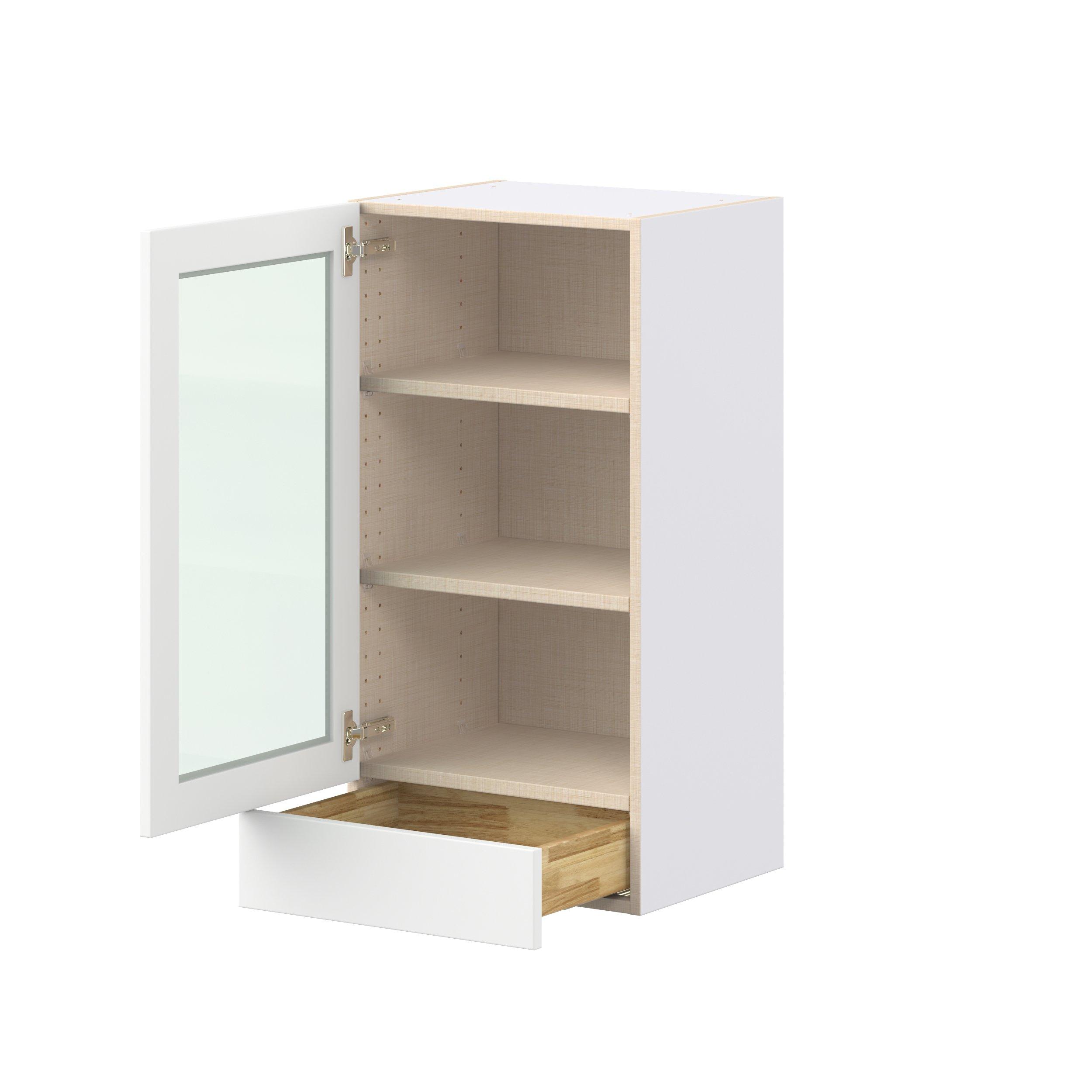 Peachtree 18 in. Painted Bright White Drawer Wall Cabinet with Glass Door