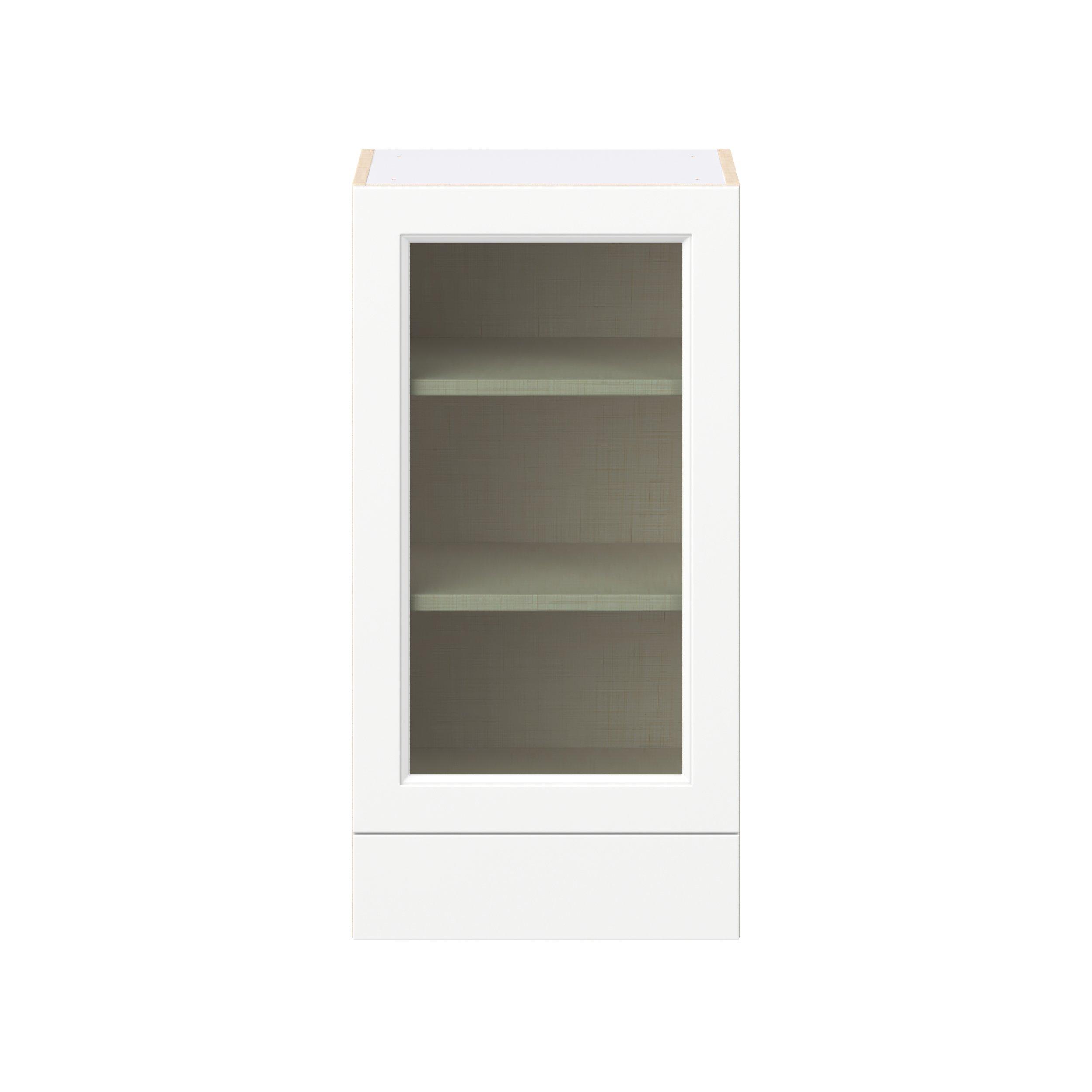 Peachtree 18 in. Painted Bright White Drawer Wall Cabinet with Glass Door