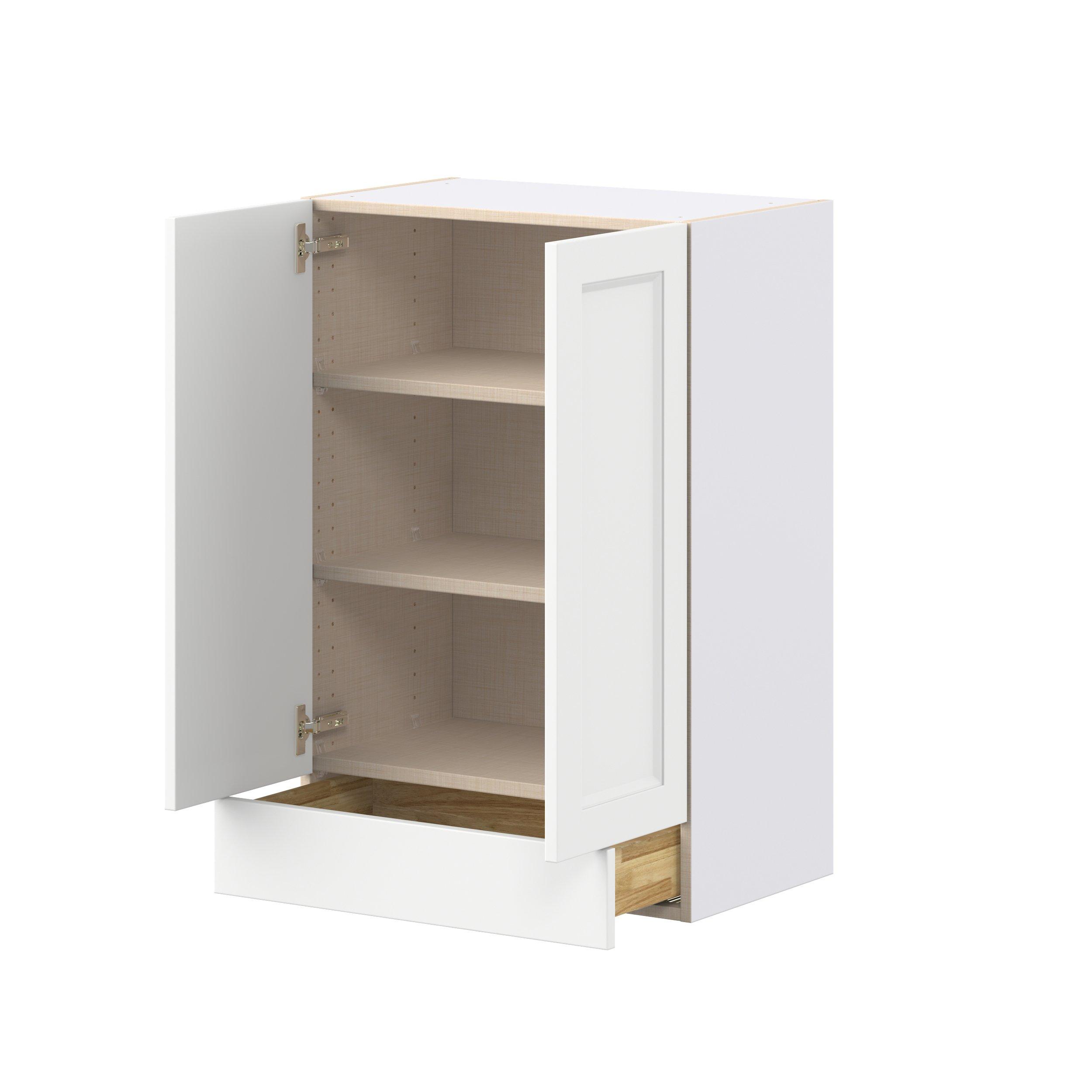 Peachtree 24 in. Painted Bright White Door and Drawer Wall Cabinet