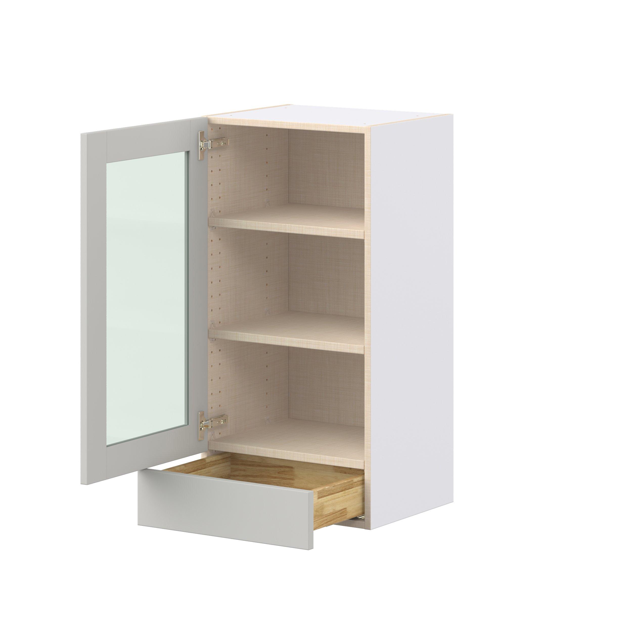 Summerhill 18 in. Light Gray Drawer Wall Cabinet with Glass Door