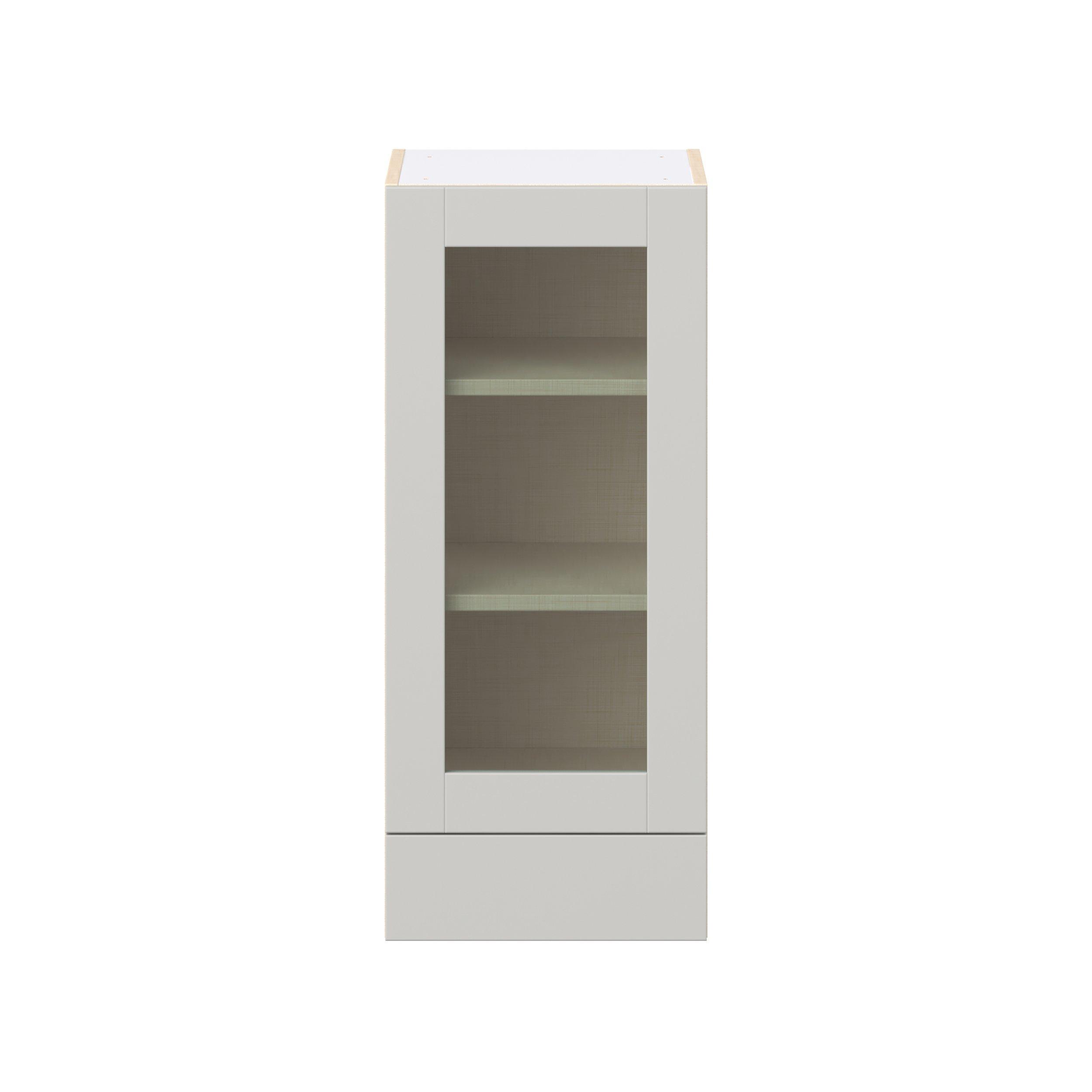 Summerhill 15 in. Light Gray Drawer Wall Cabinet with Glass Door