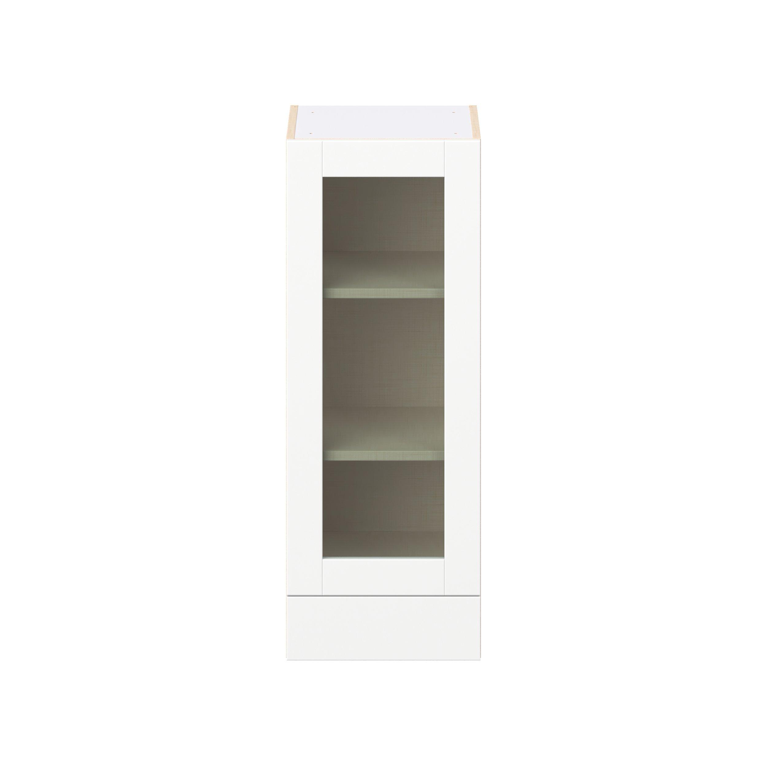 Summerhill 15 in. Bright White Drawer Wall Cabinet with Glass Door