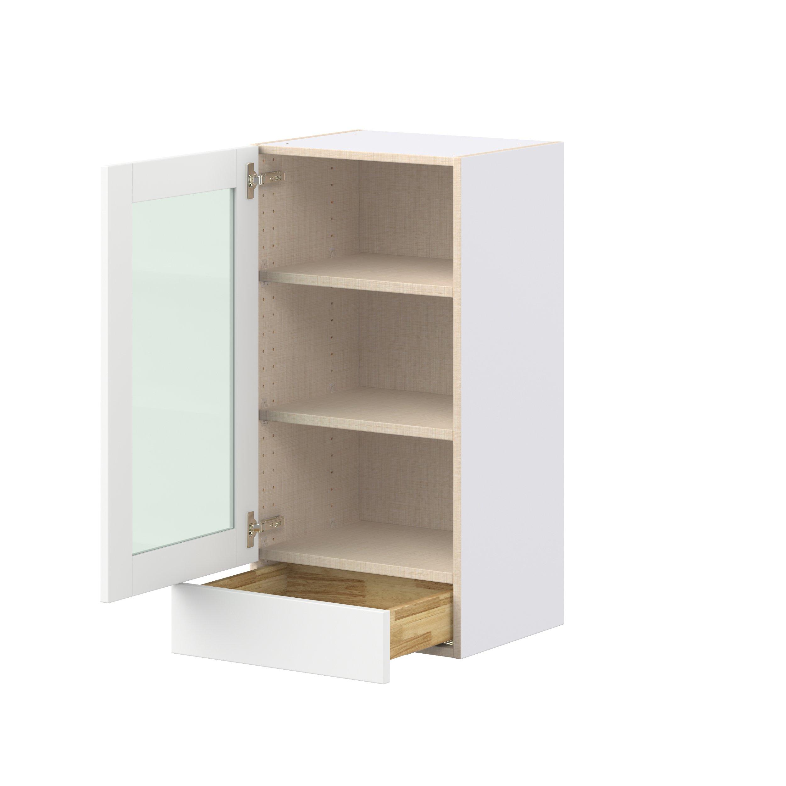 Summerhill 18 in. Bright White Drawer Wall Cabinet with Glass Door