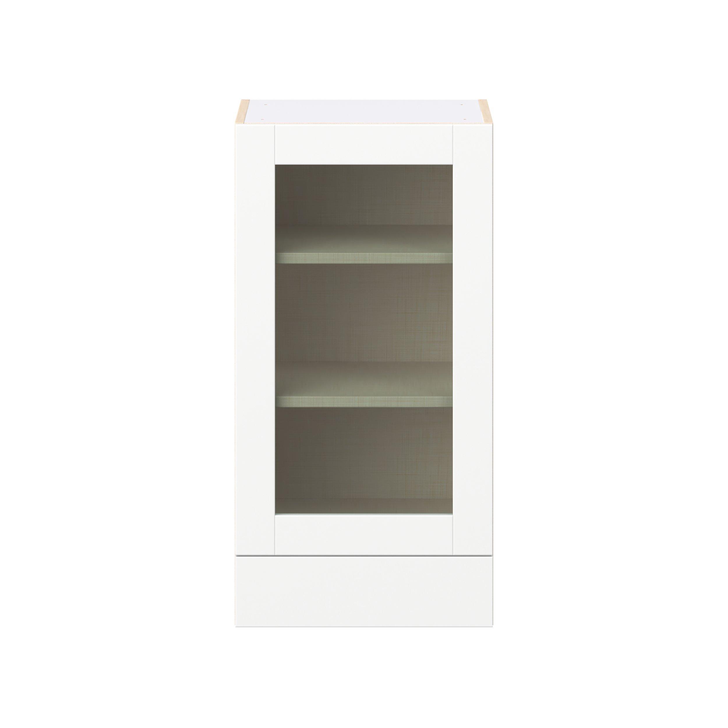 Summerhill 18 in. Bright White Drawer Wall Cabinet with Glass Door