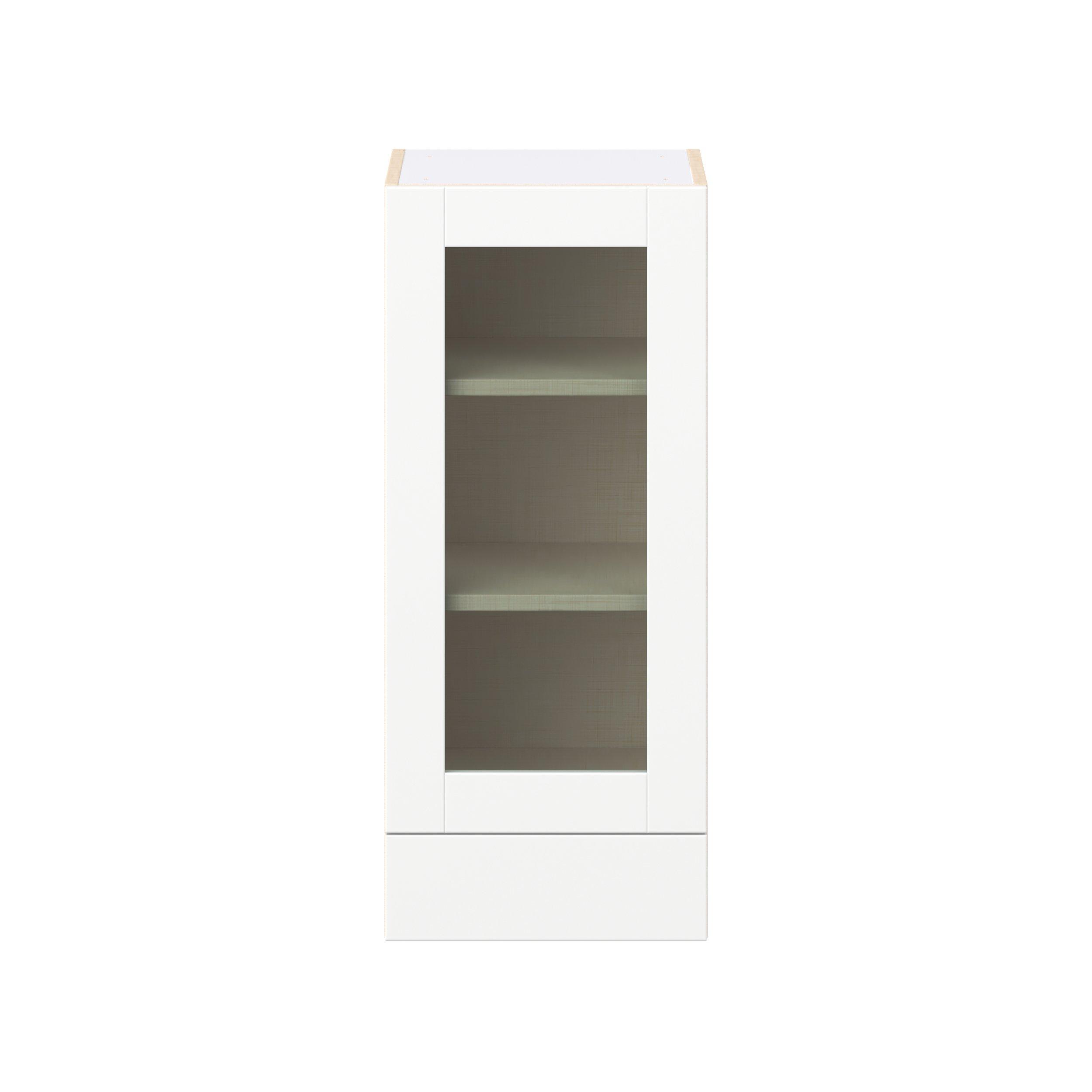 Summerhill 15 in. Bright White Drawer Wall Cabinet with Glass Door